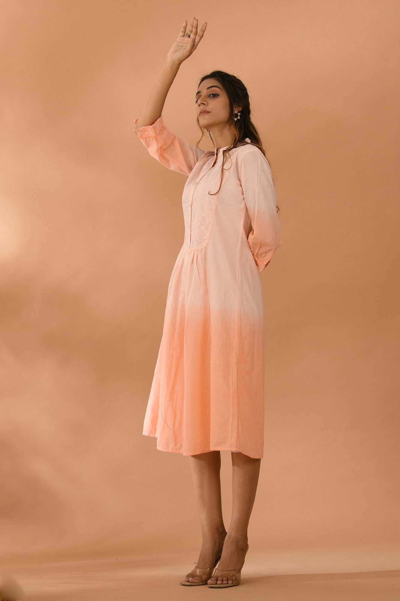 Women Peach Shaded Dress