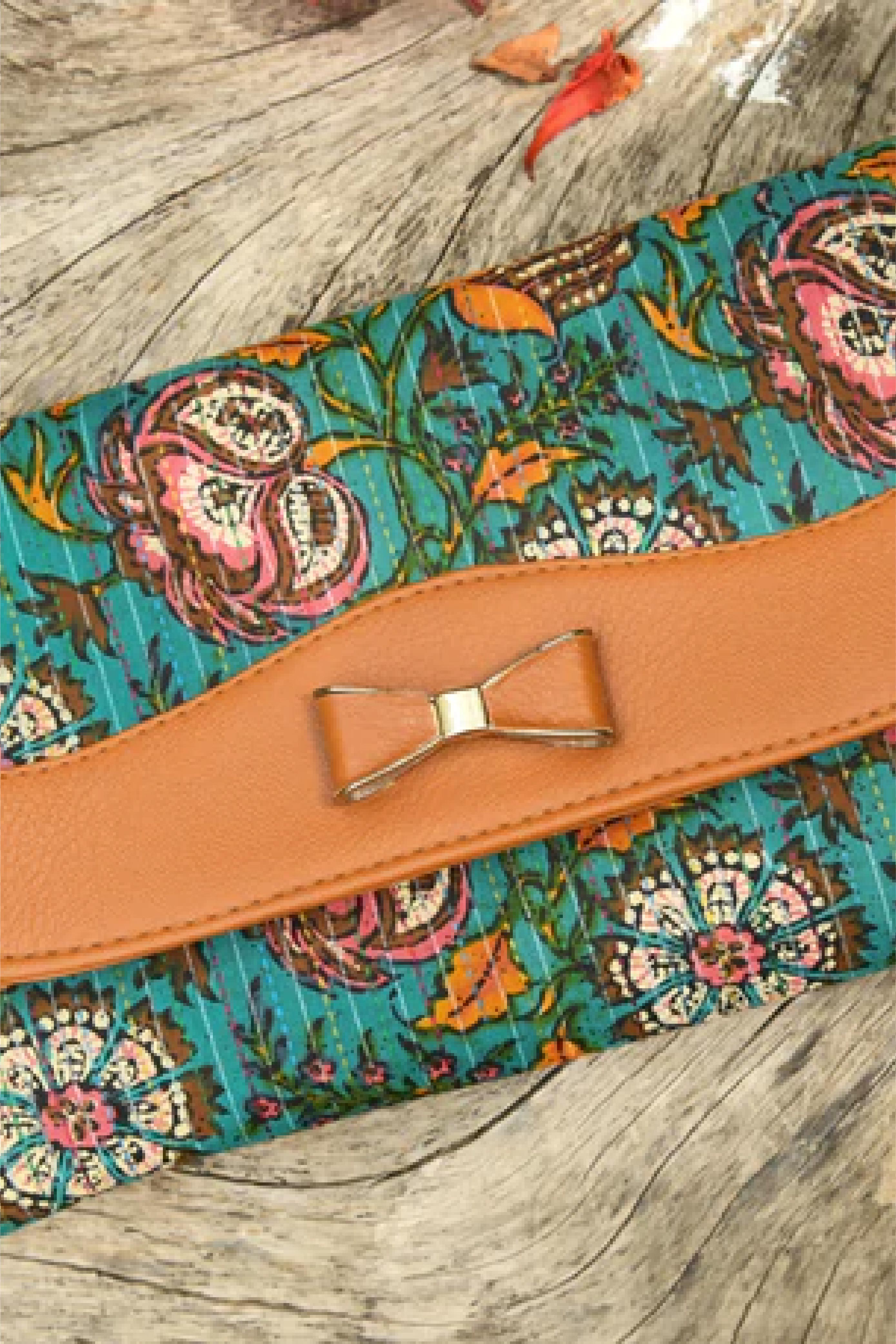 Floral Handcrafted Wallet with String