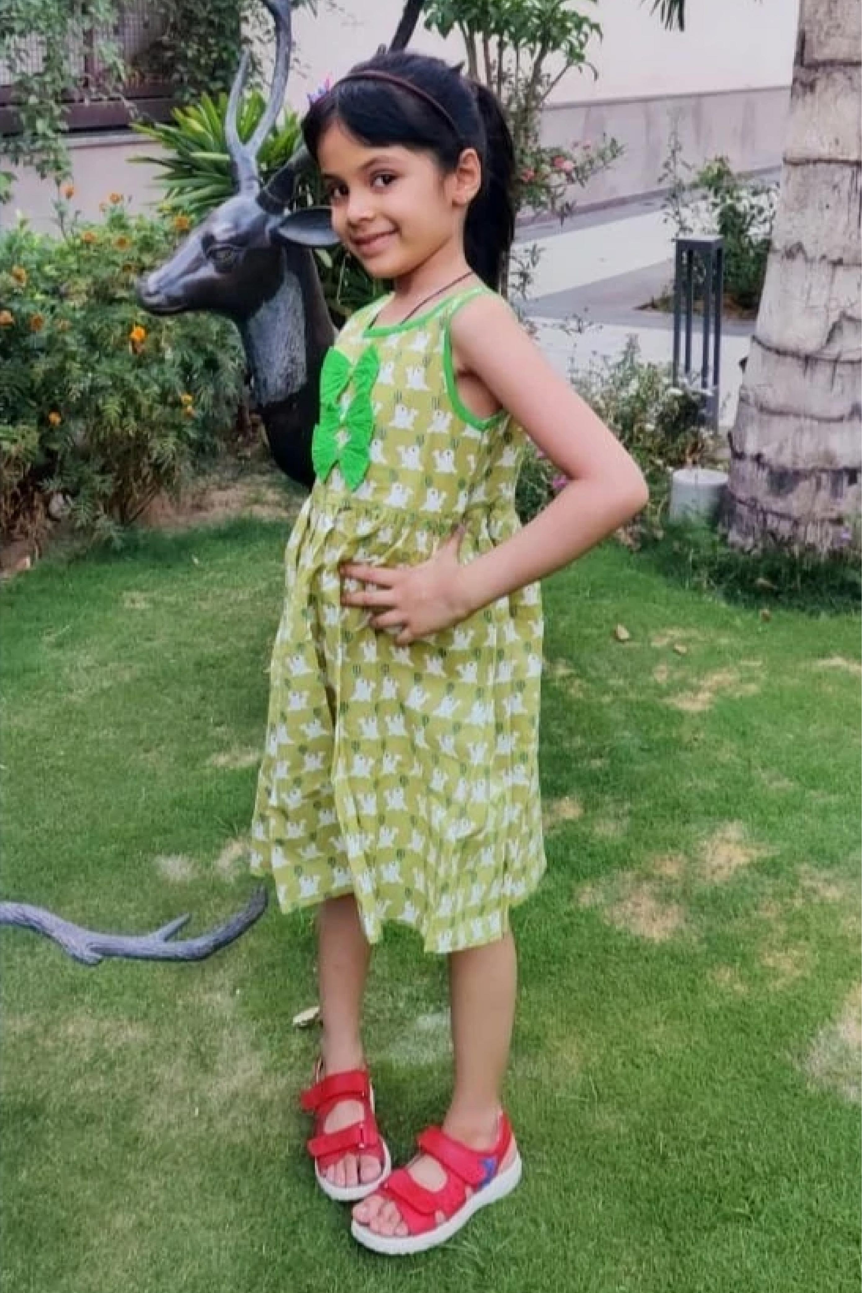 Girl Green Dolphins Frock