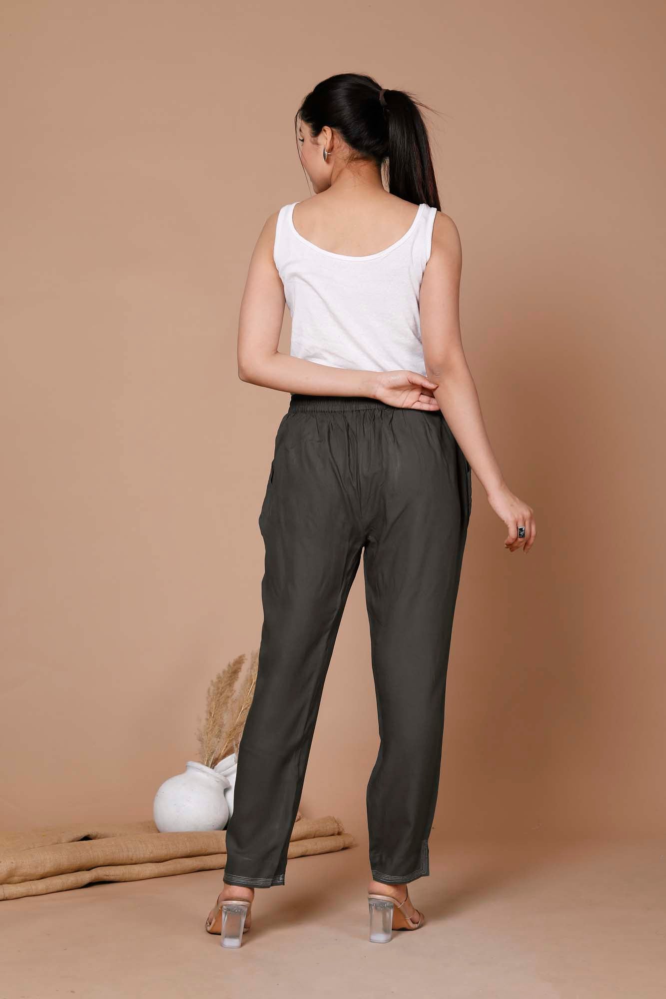 Pant Regular Women Olive Green