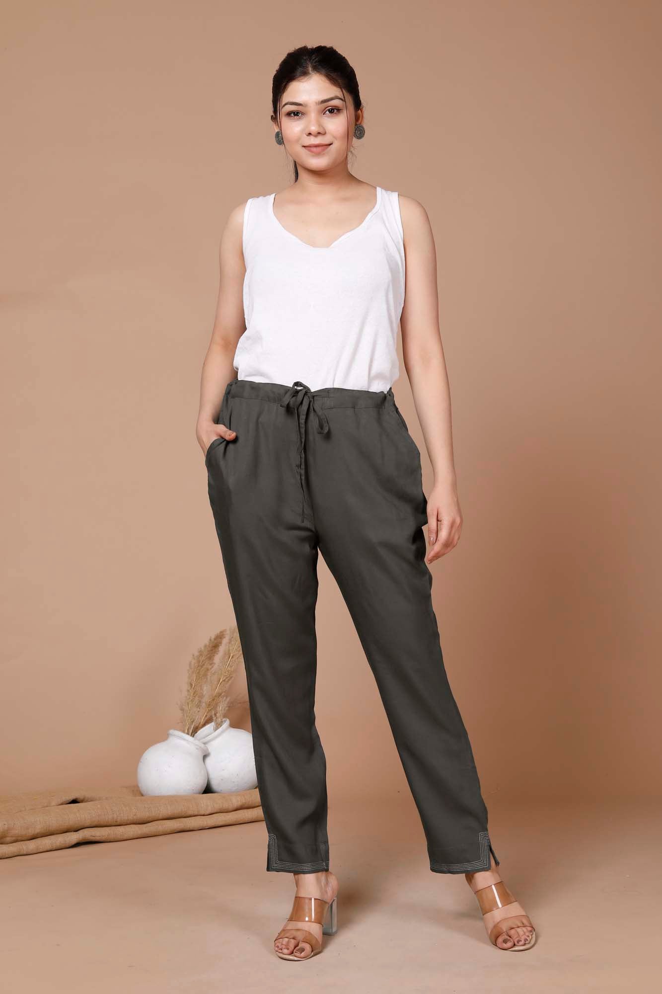 Pant Regular Women Olive Green