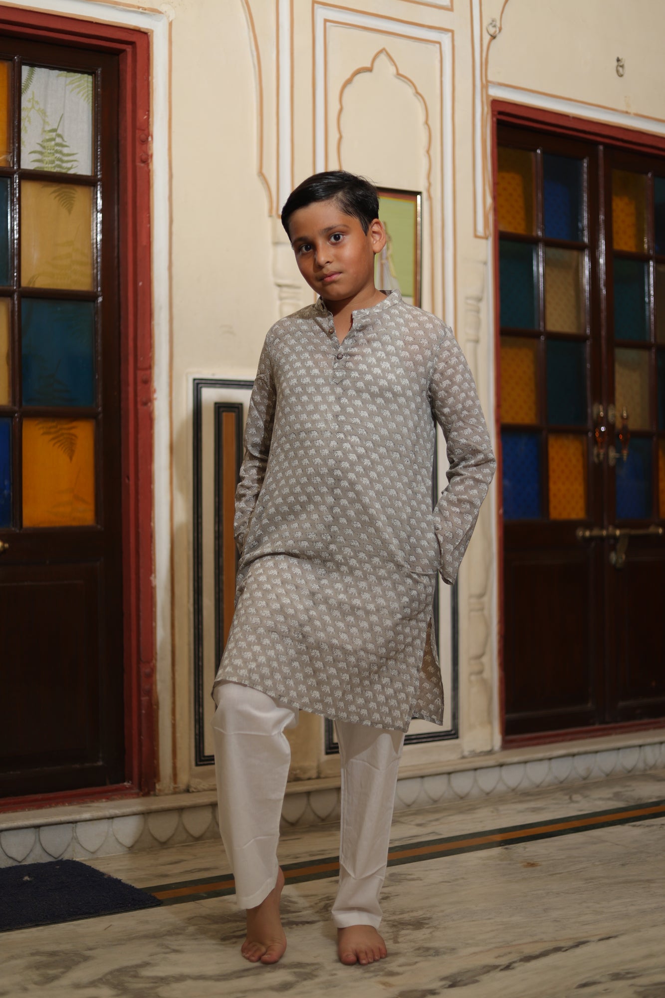 Boy Kurta Grey Elephant