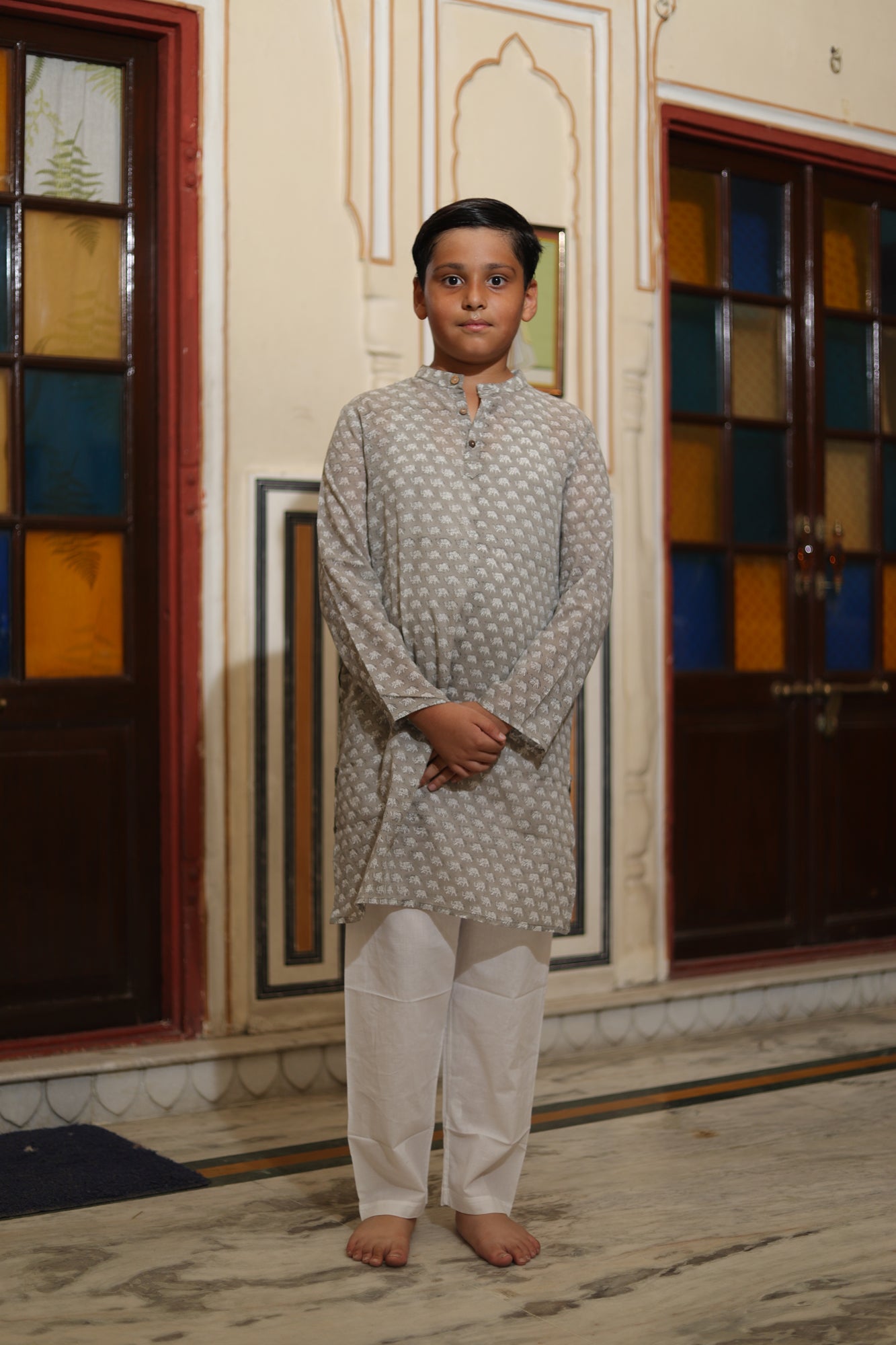 Boy Kurta Grey Elephant