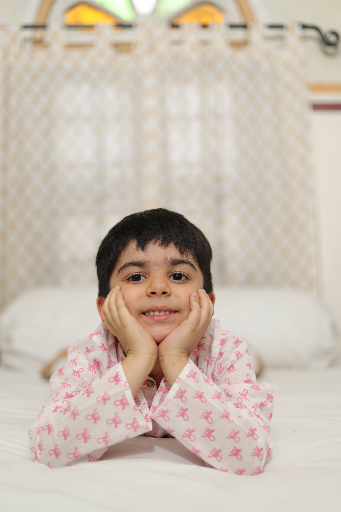 Kurta Boy Monkey Pink