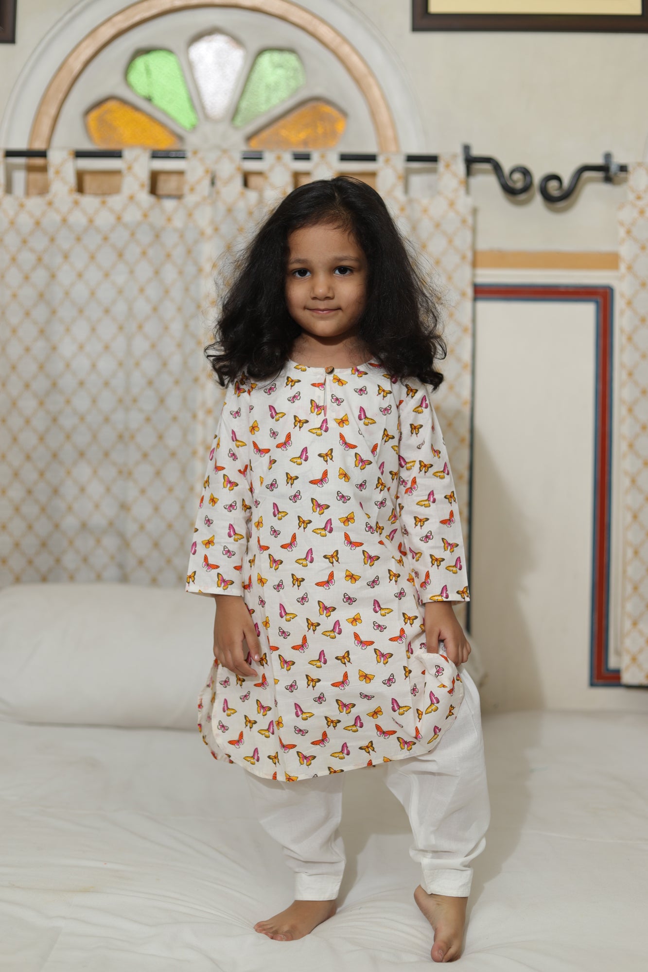 Girls Butterfly Kurta With Salwar