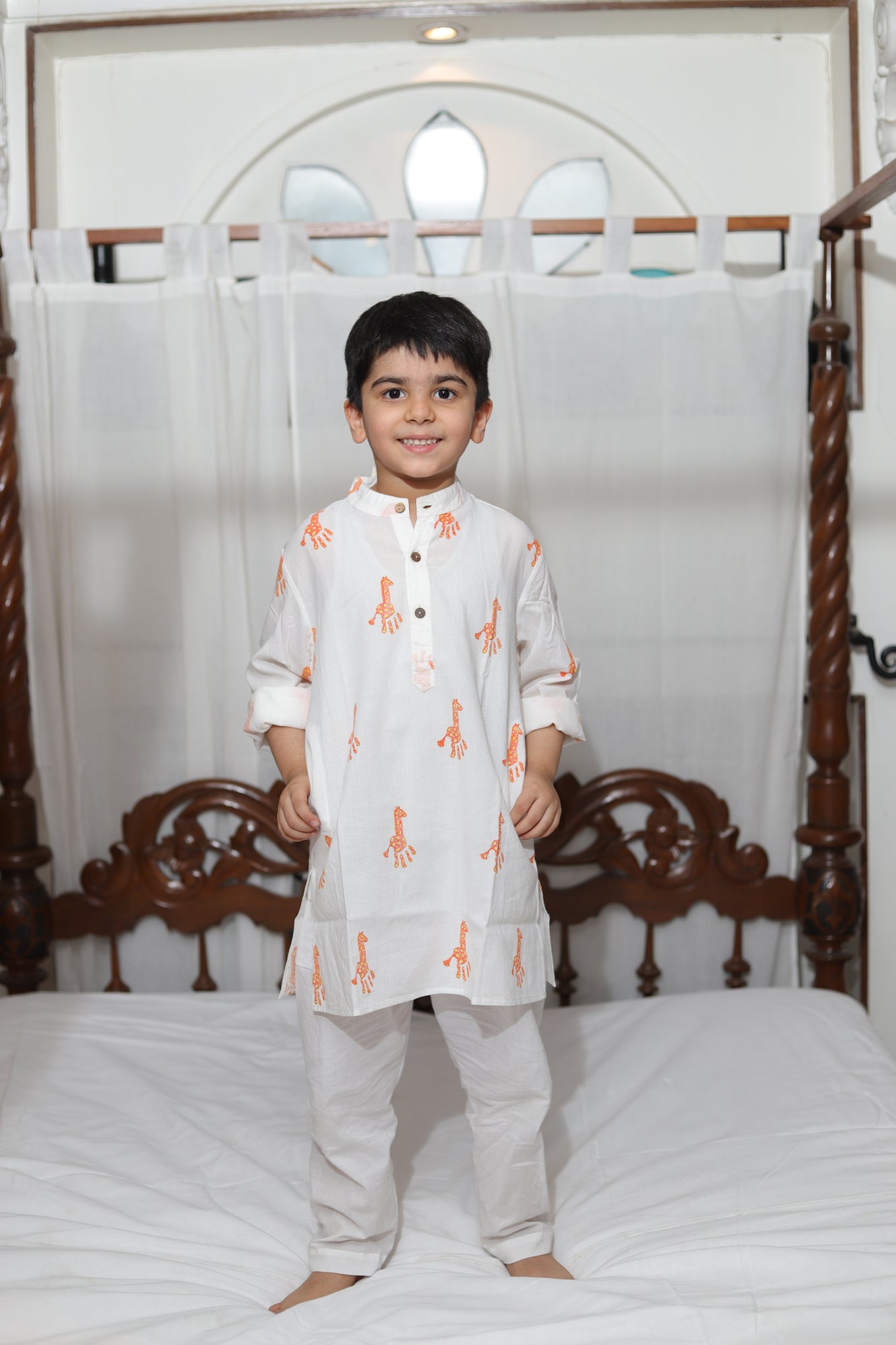 Boy Kurta Giraffe Print