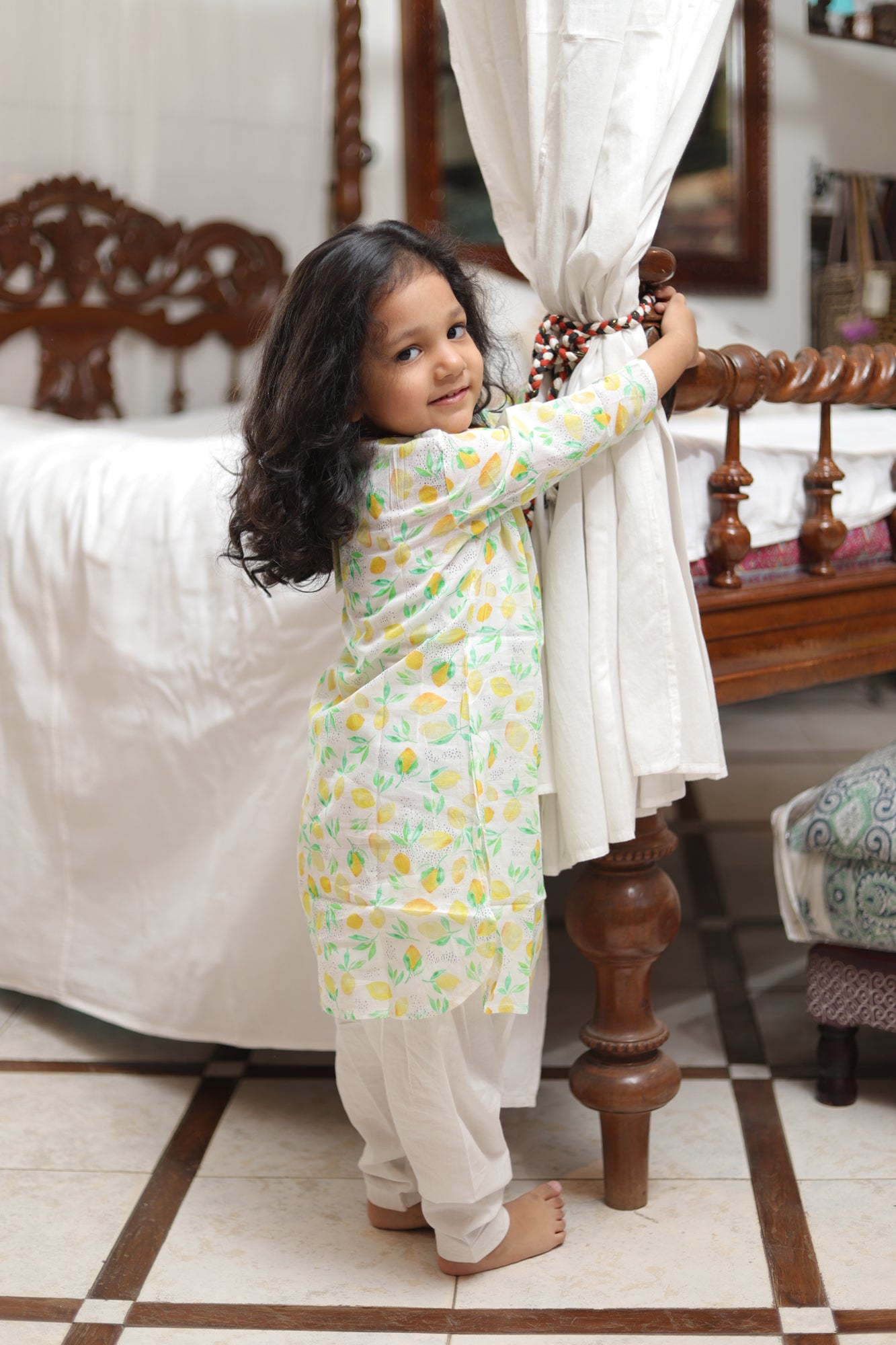 Girls Kurta With Salwar Lemon Yellow