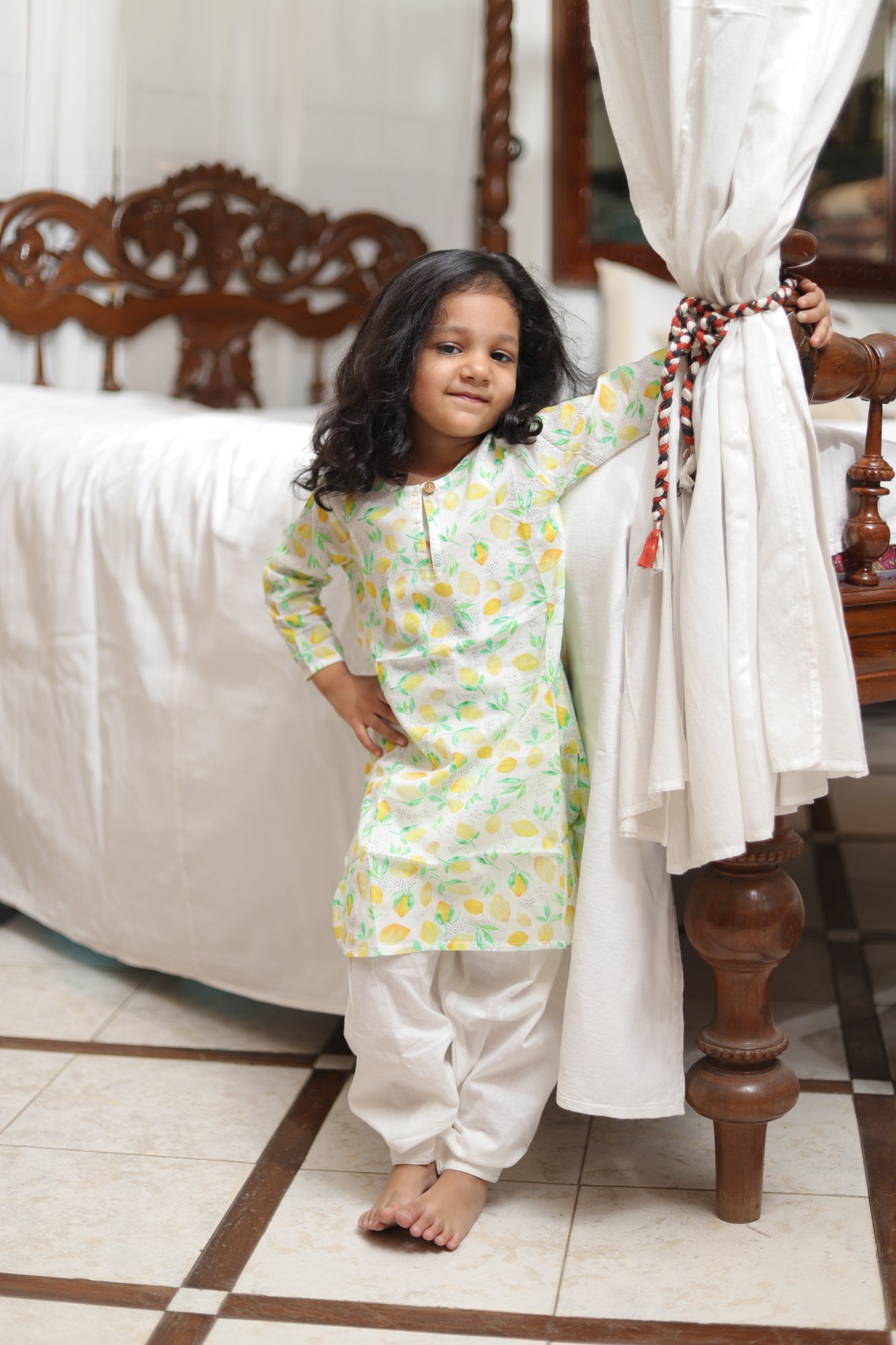 Girls Kurta With Salwar Lemon Yellow