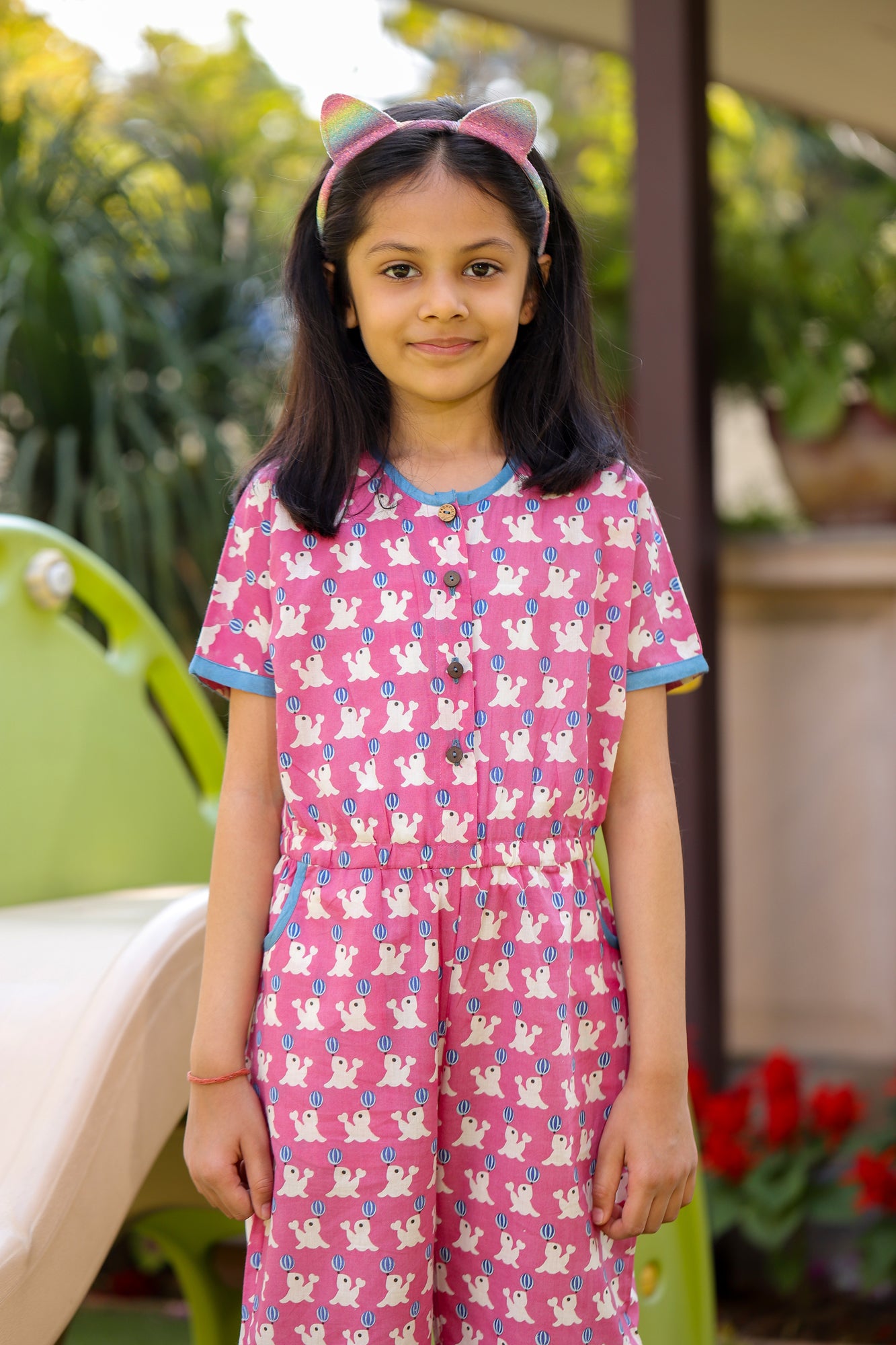 Girls Pink Dolphin Jumpsuit
