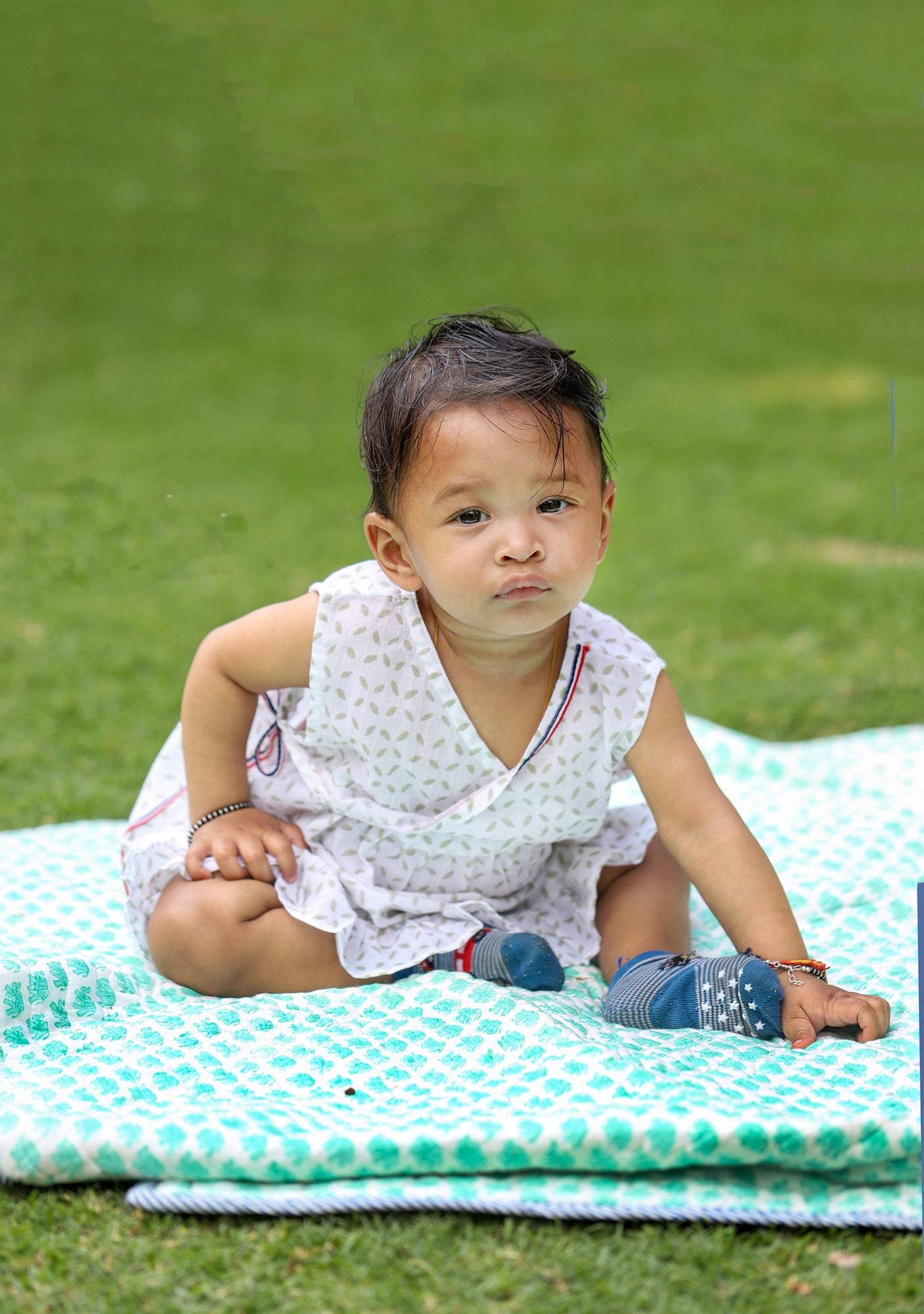 Green Floral Infant Girl Frock