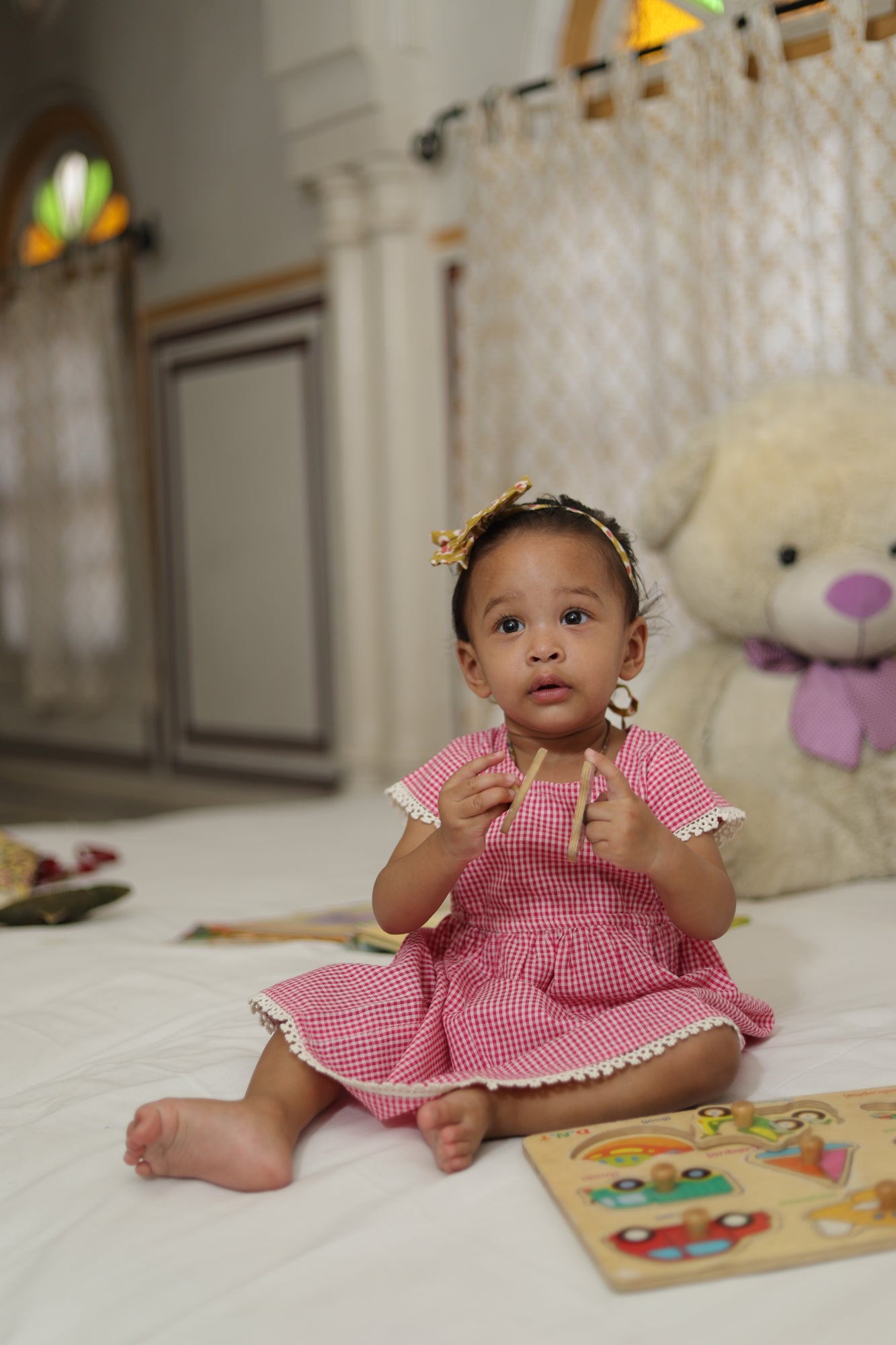 Red Checks Girl Frock