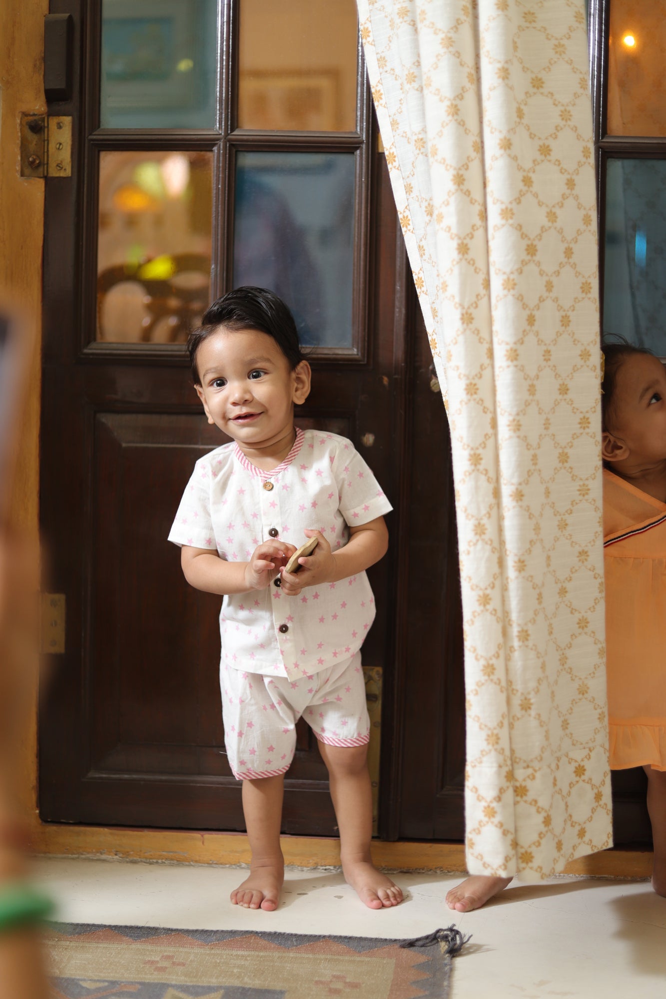 Pink Galaxy Infant Top With Shorts