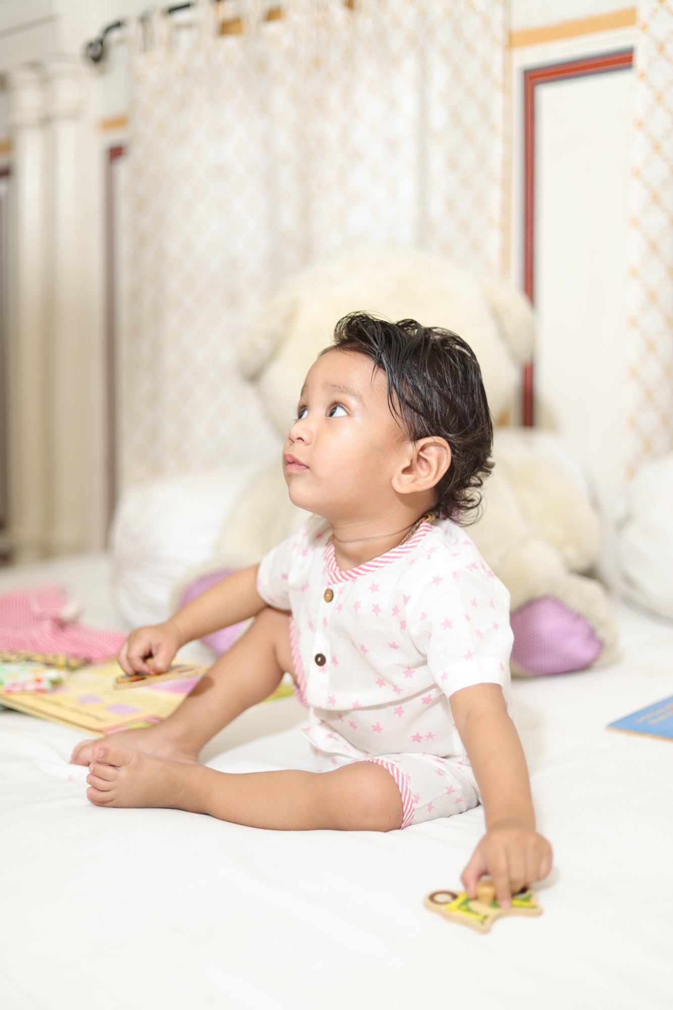 Pink Galaxy Infant Top With Shorts