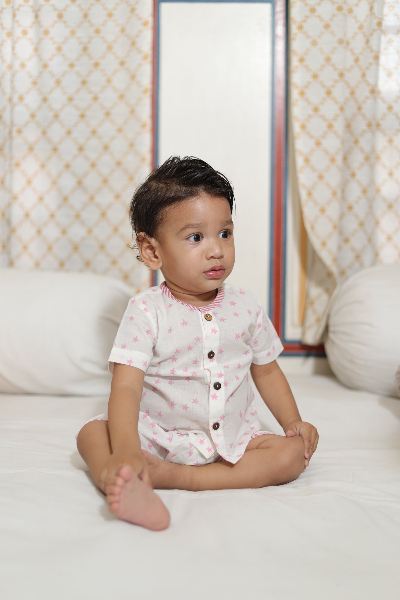 Pink Galaxy Infant Top With Shorts