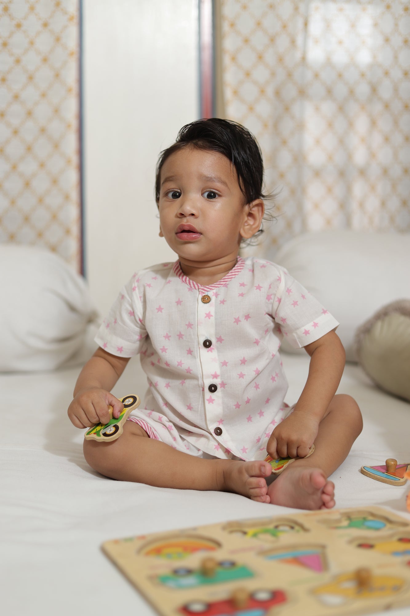 Pink Galaxy Infant Top With Shorts