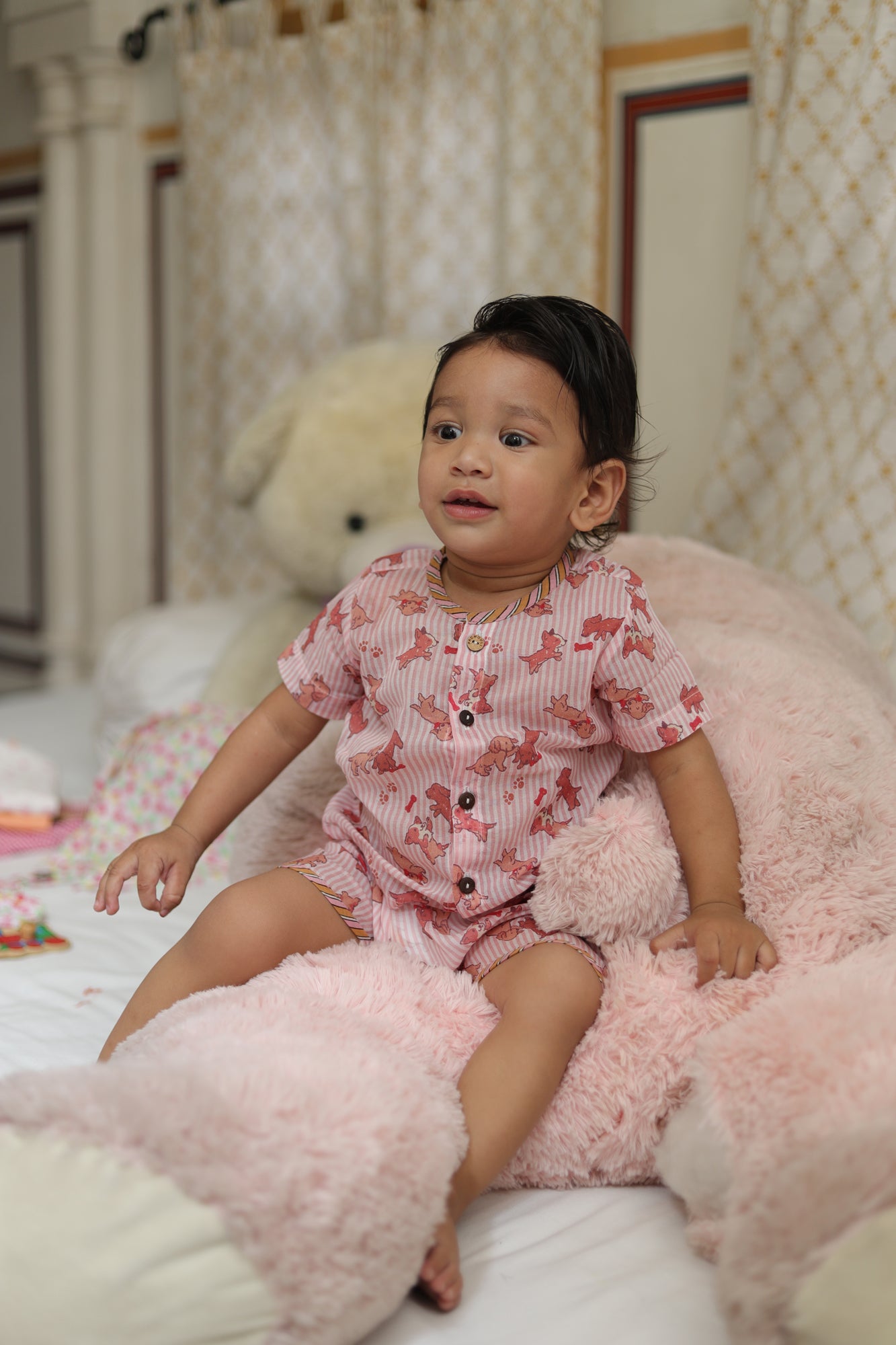 Infant Top With Shorts Pink Safari