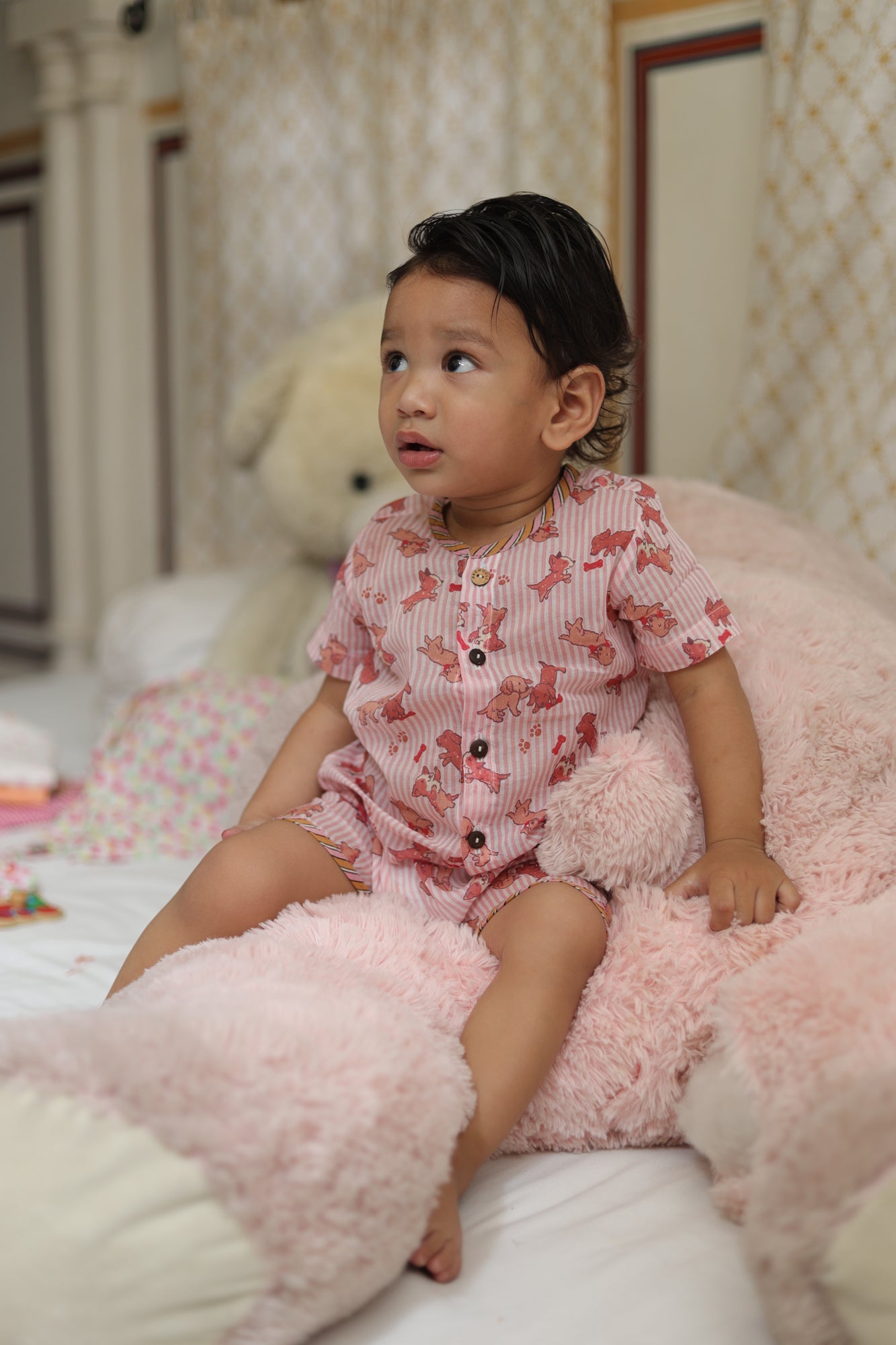 Infant Top With Shorts Pink Safari