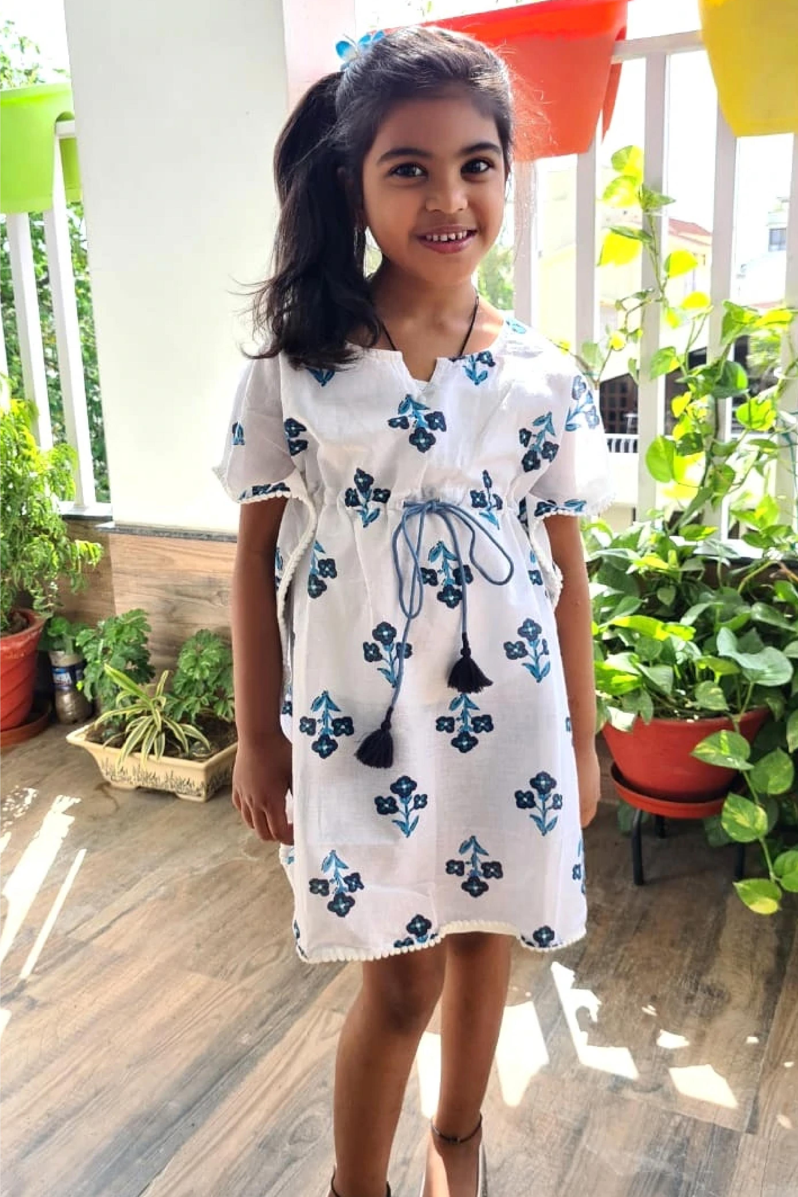 Girl Kaftan Blue Block Buti