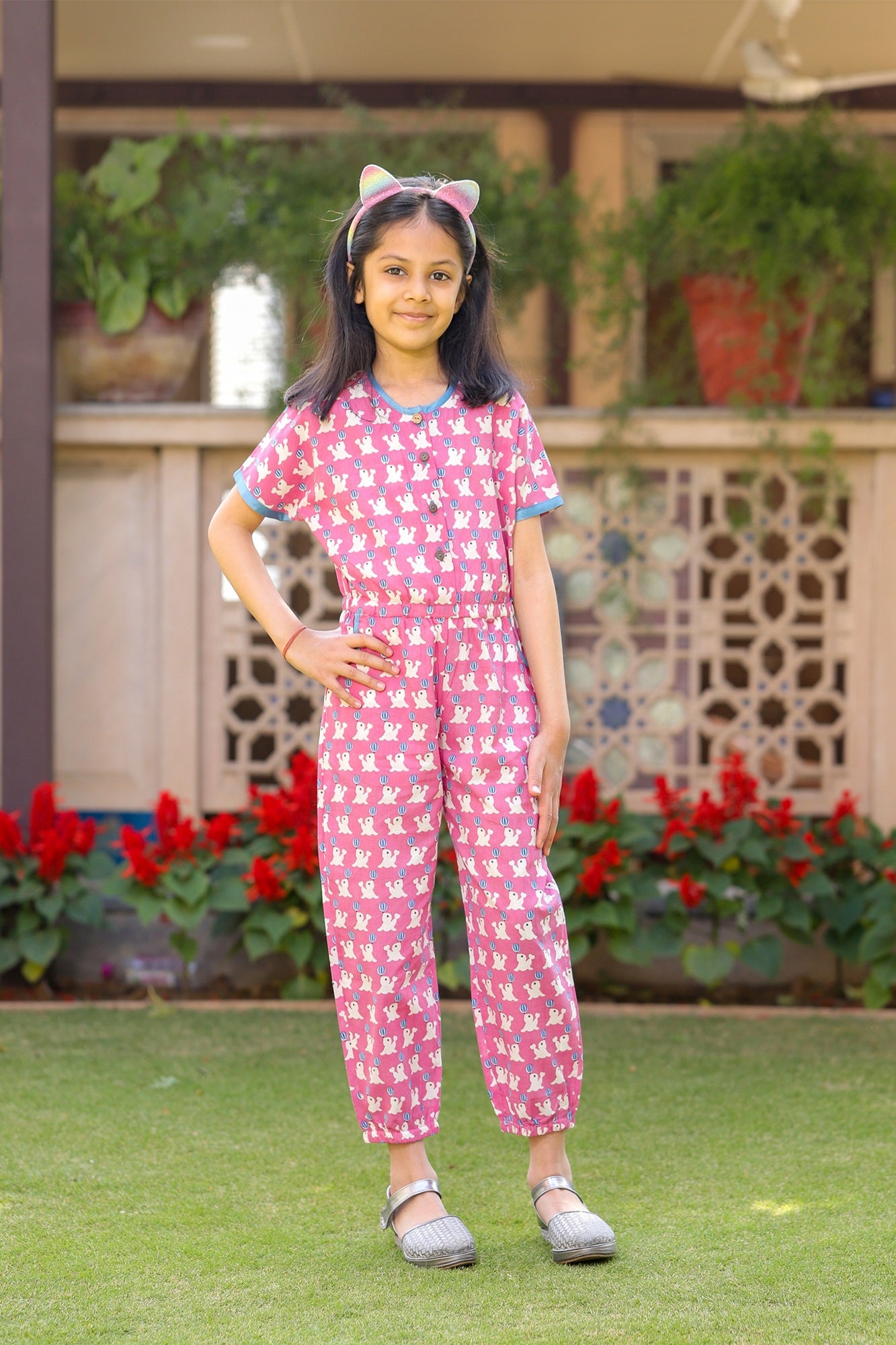 Girls Pink Dolphin Jumpsuit
