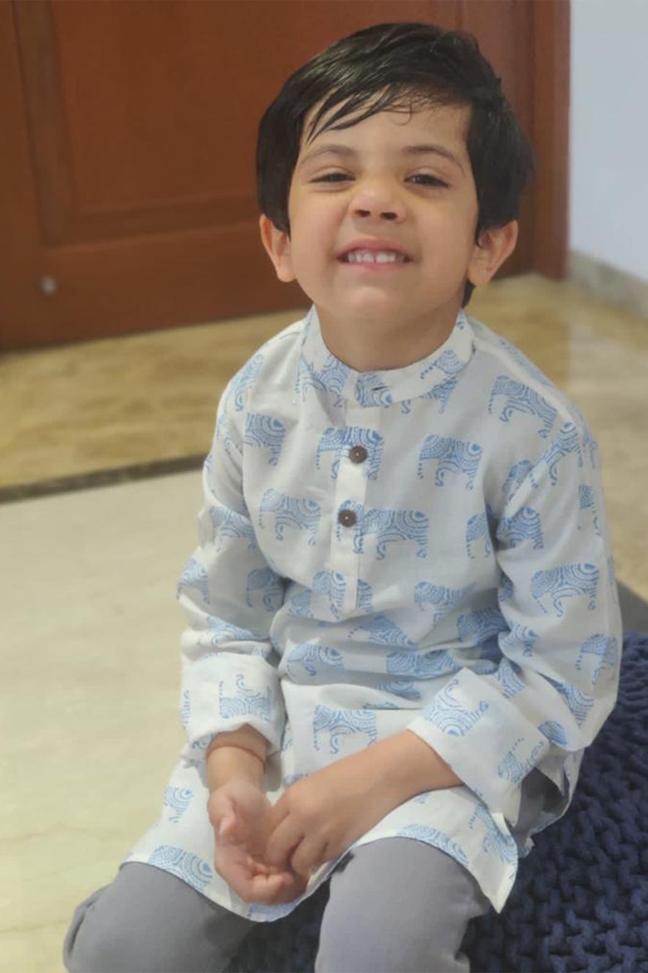 Blue Jumbo Elephant Boy Kurta