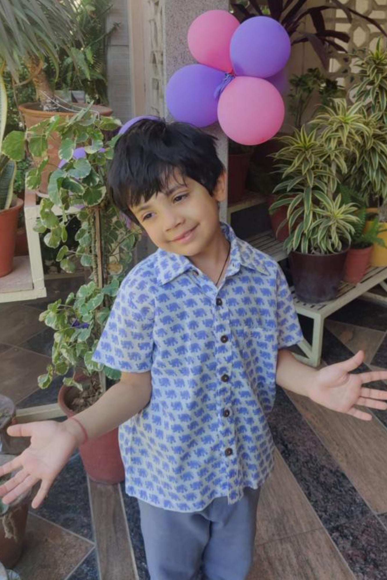 Boy Elephant Blue Shirt