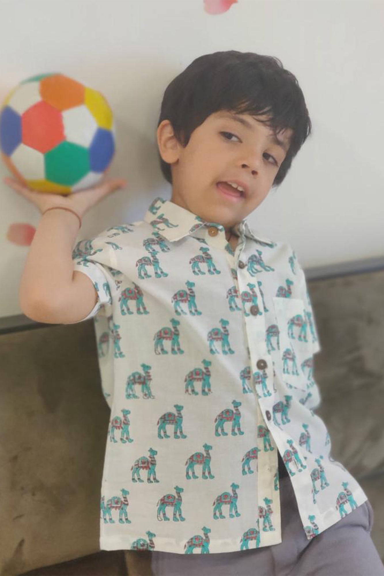 Boy Camel Green Shirt