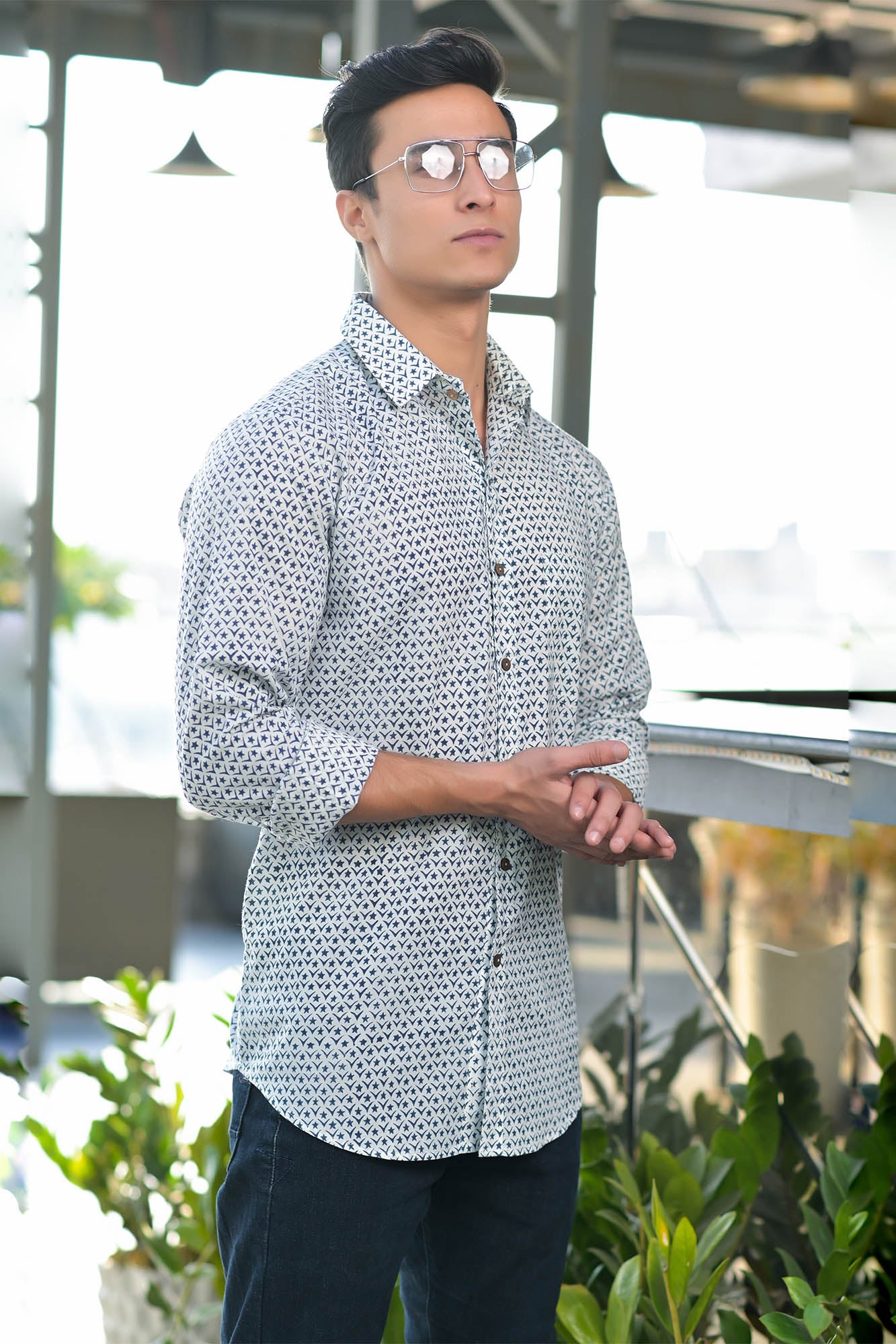 Shirt Full Sleeve Mens Galaxy Blue