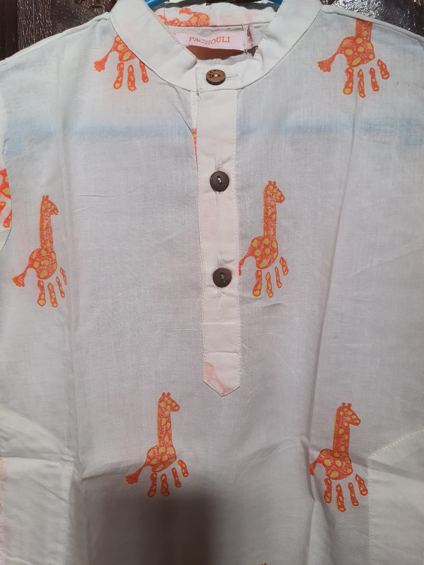 Boy Kurta Giraffe Print