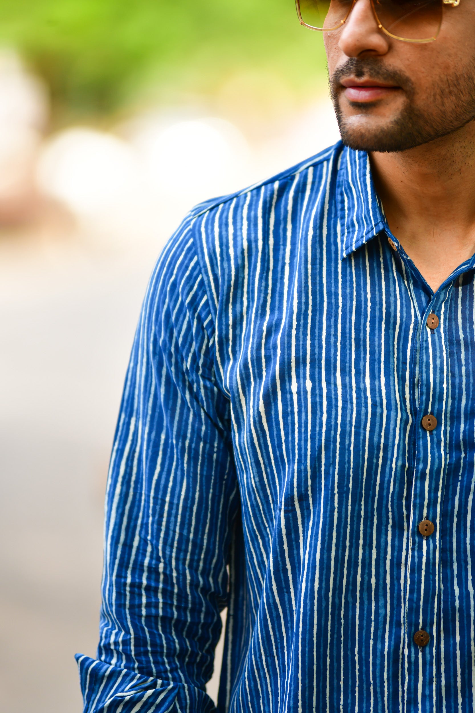 Men Indigo Stripes - Full Sleeves