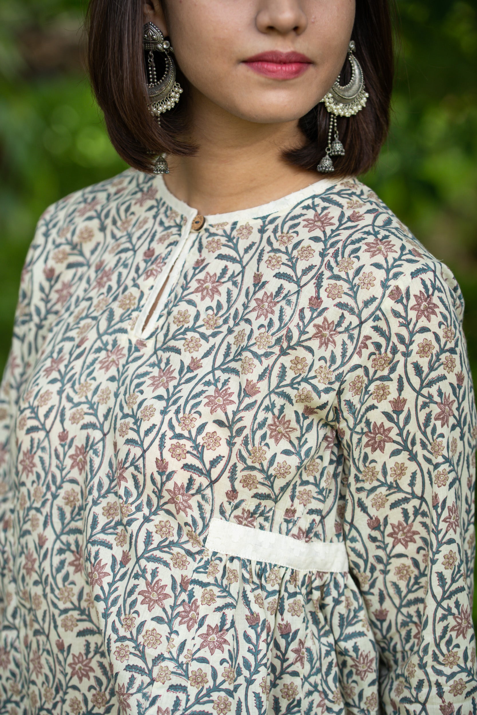 Cinched Waist Printed Bhopali Top