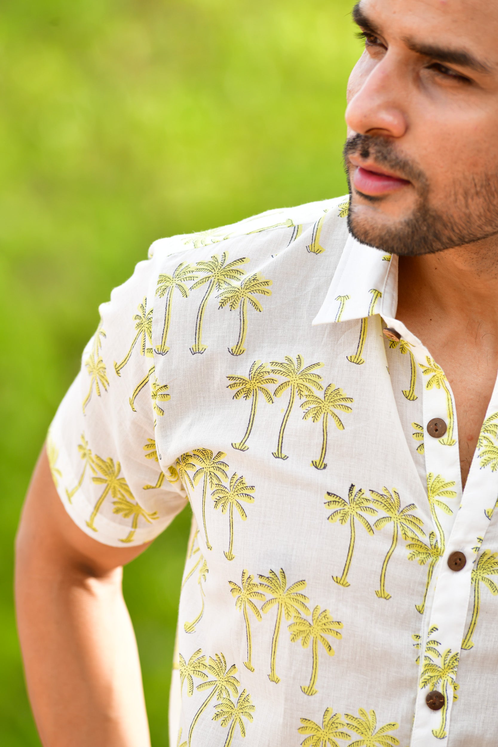 Men Palm Yellow - Half Sleeves