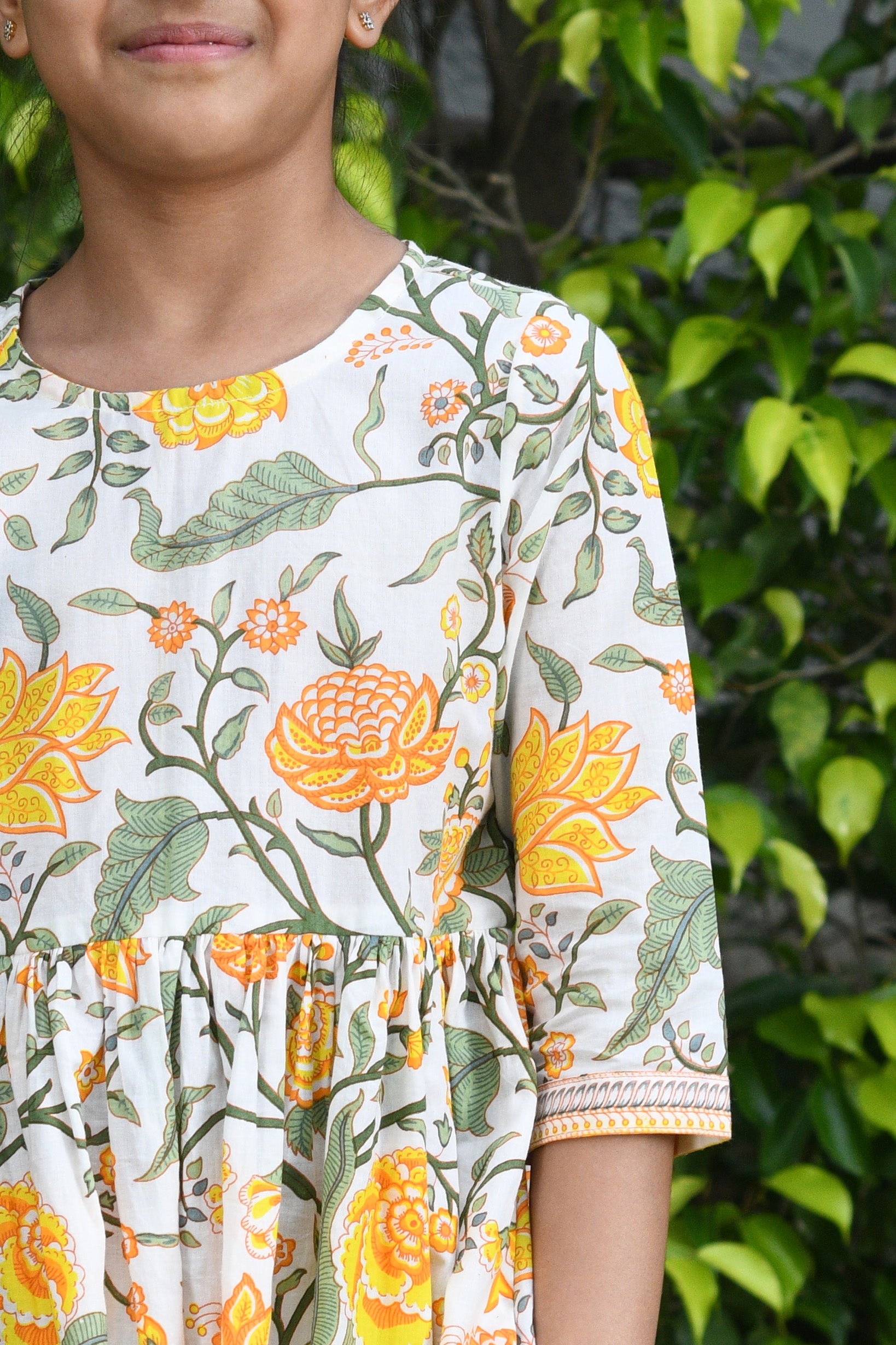 Girls Yellow Floral Anarkali