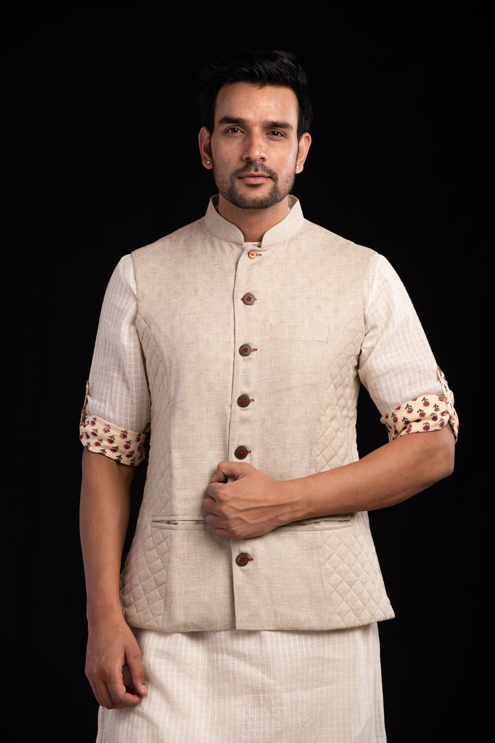 Jacket Nehru Mens Linen