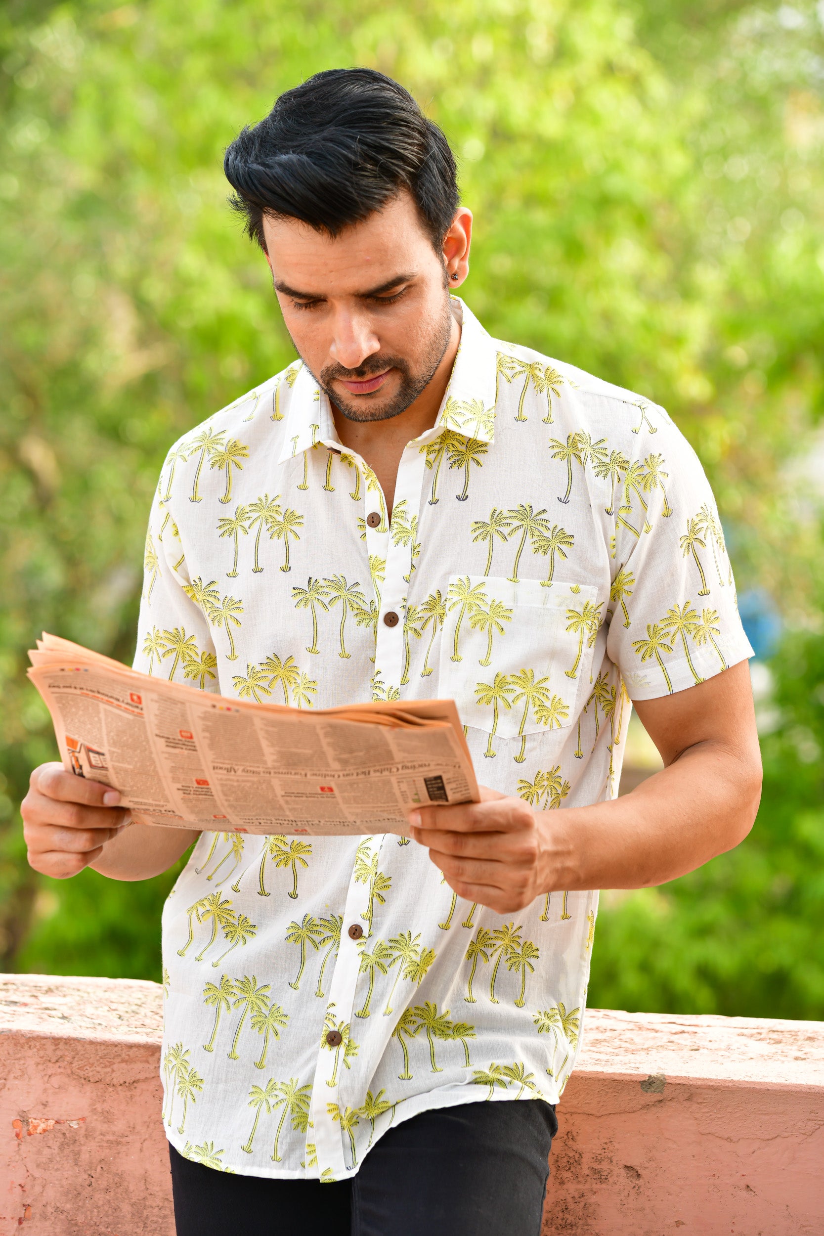 Men Palm Yellow - Half Sleeves