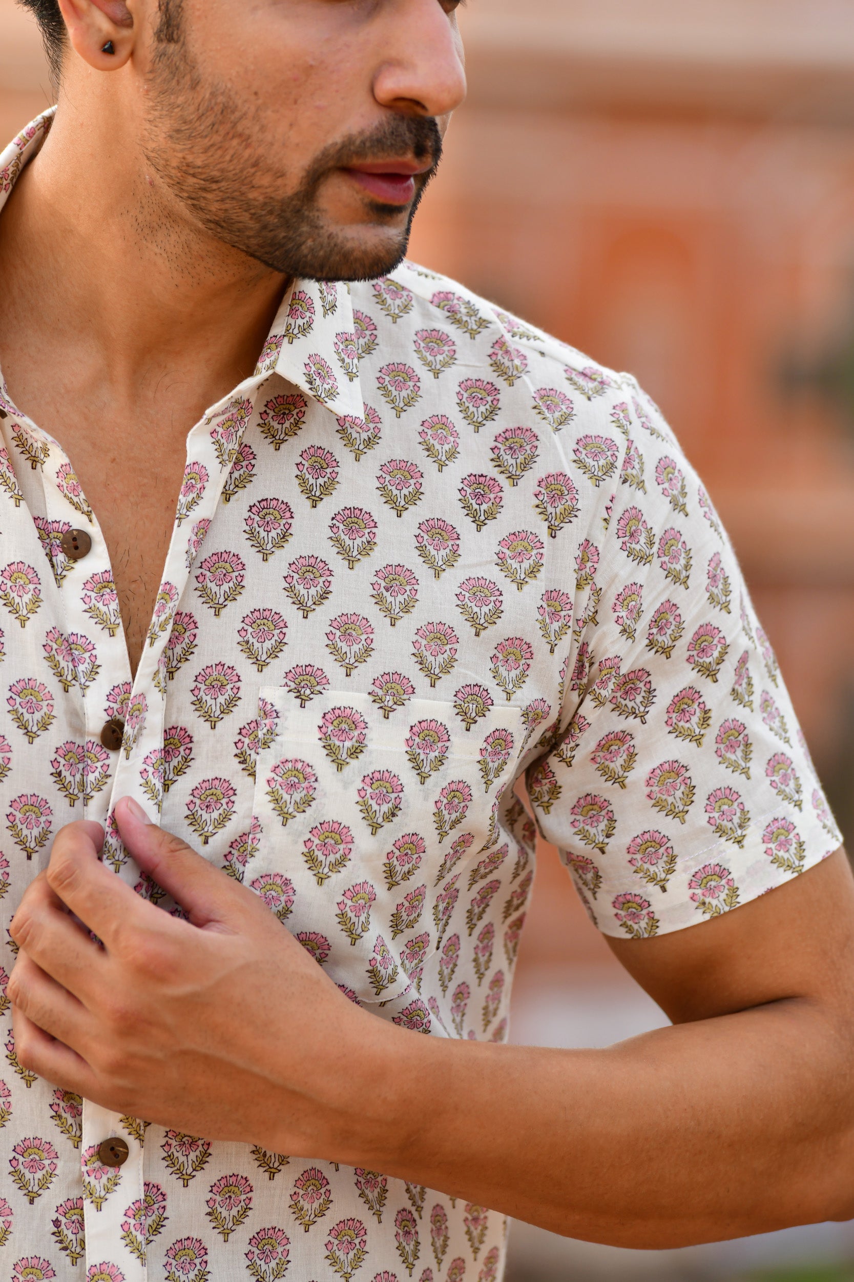 Men Pink Buti - Half Sleeves