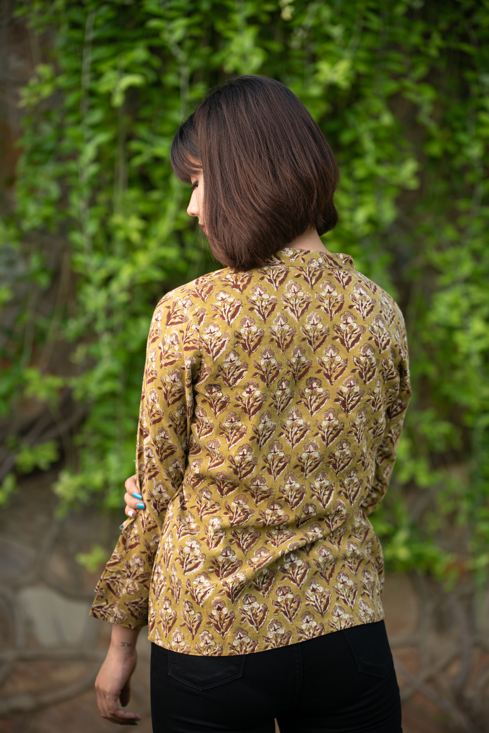 Women Khadi Asymmetric Neckline Top