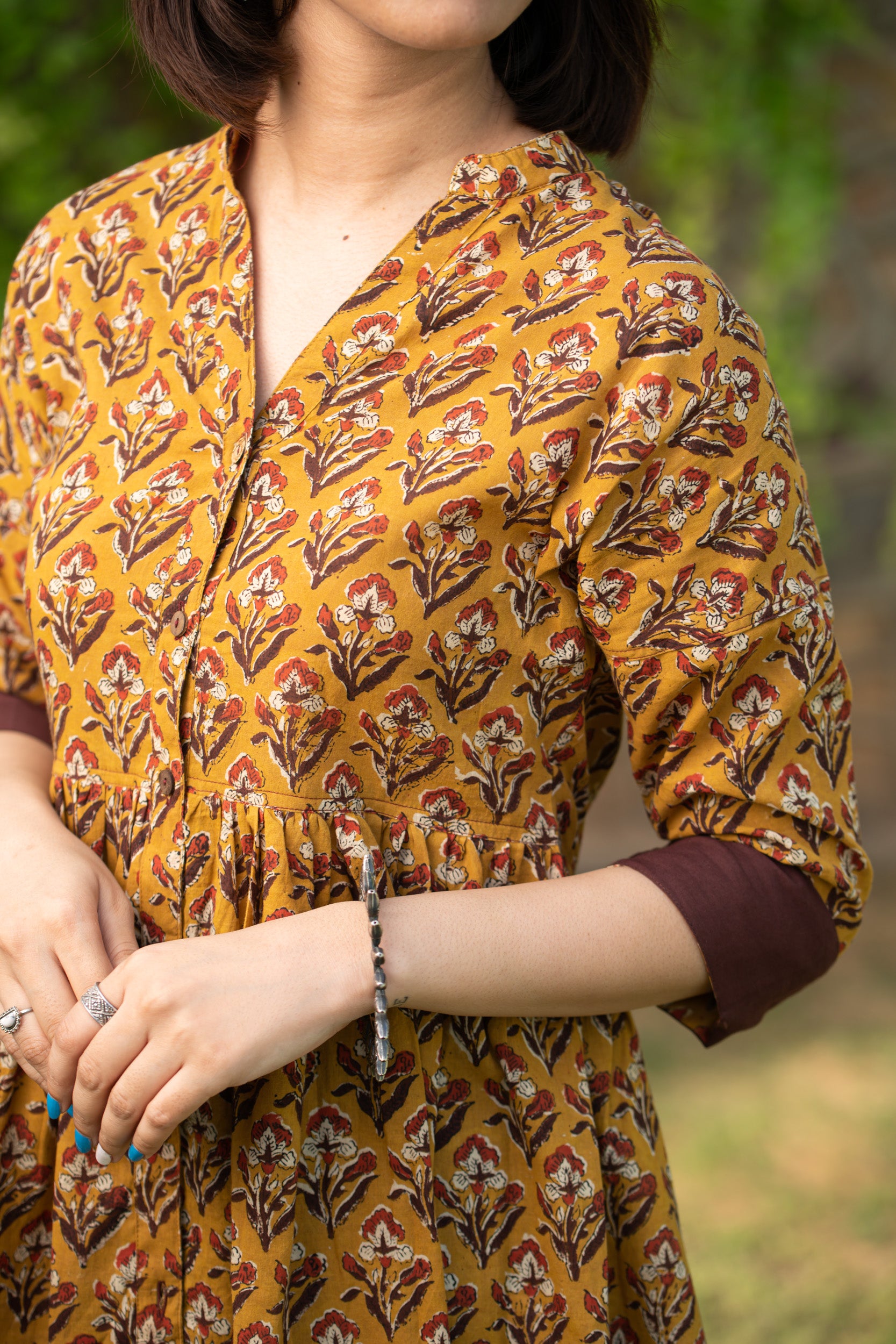 Women Bagru Peplum Pleated Top