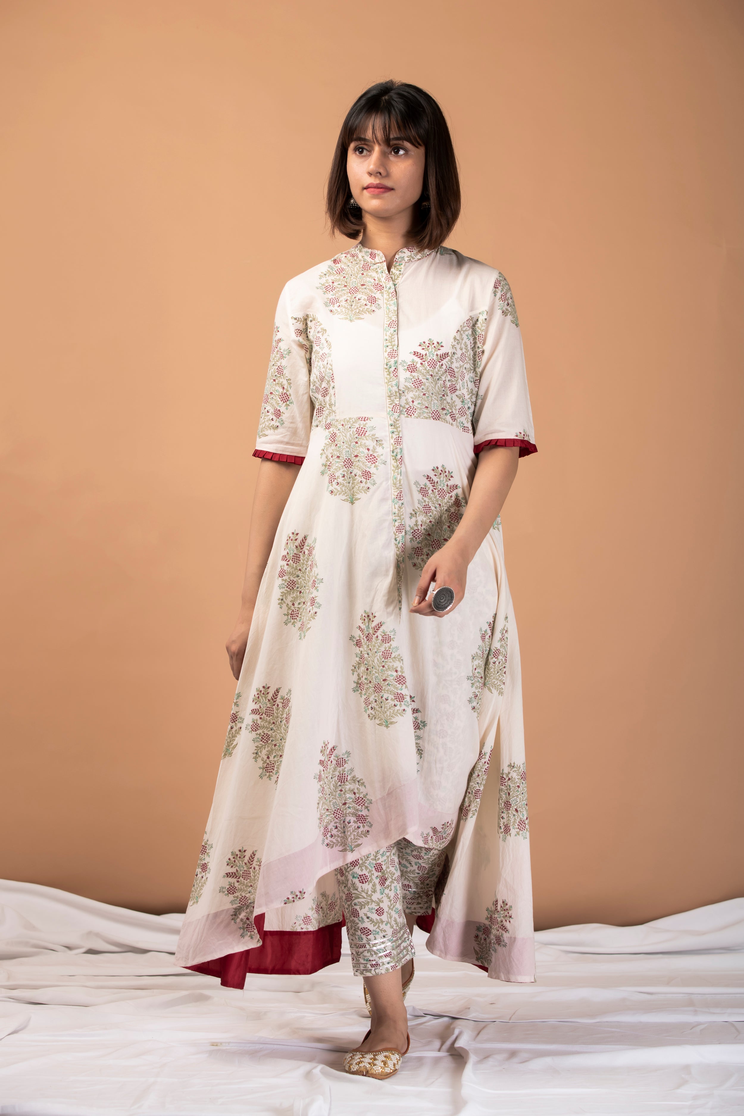 Women Mughal Front Cape Dress