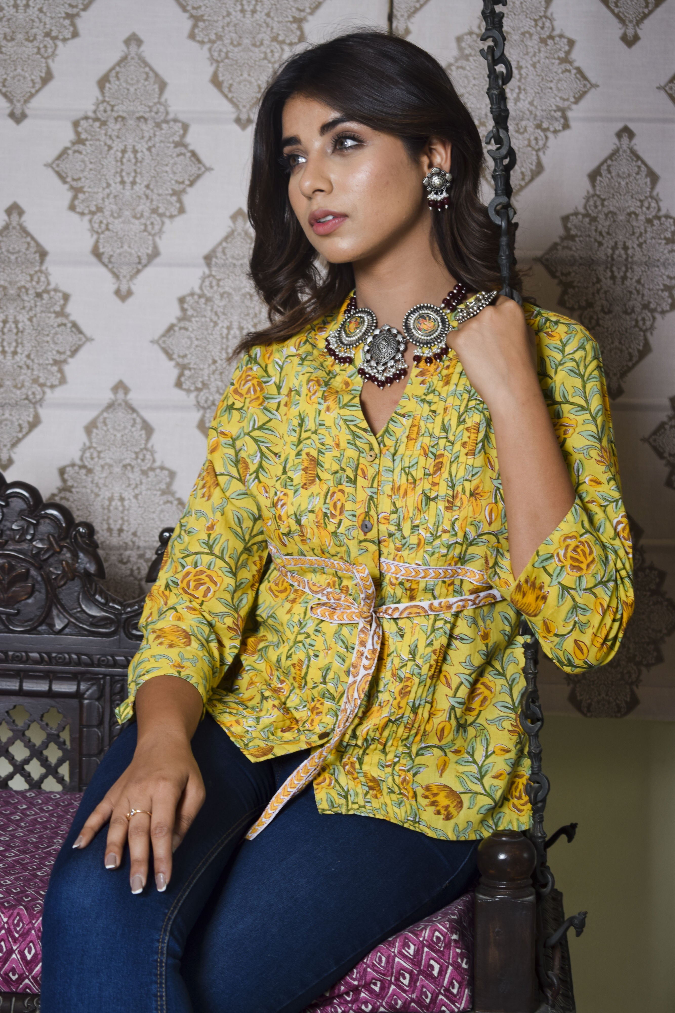 Women Sunshine - Floral Jaal Top