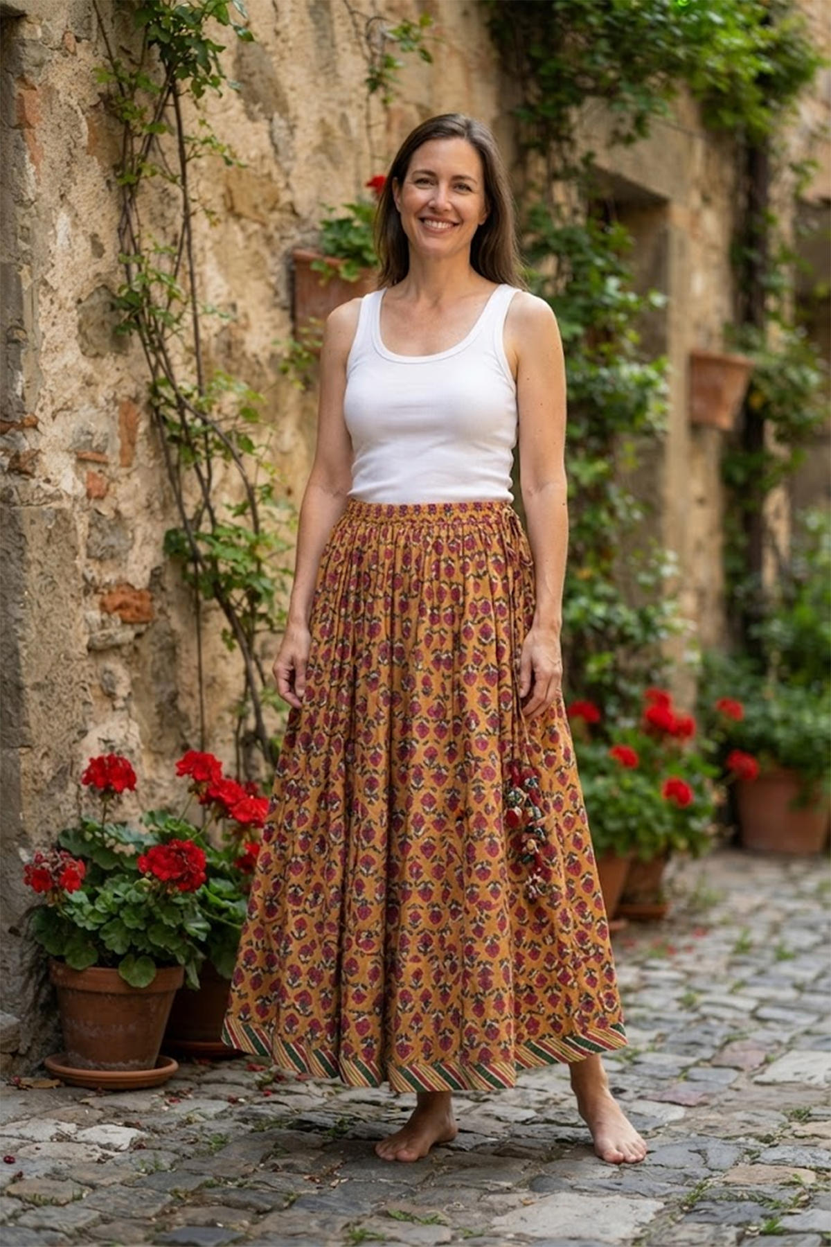 Seher Tarang Marigold Meadow Skirt