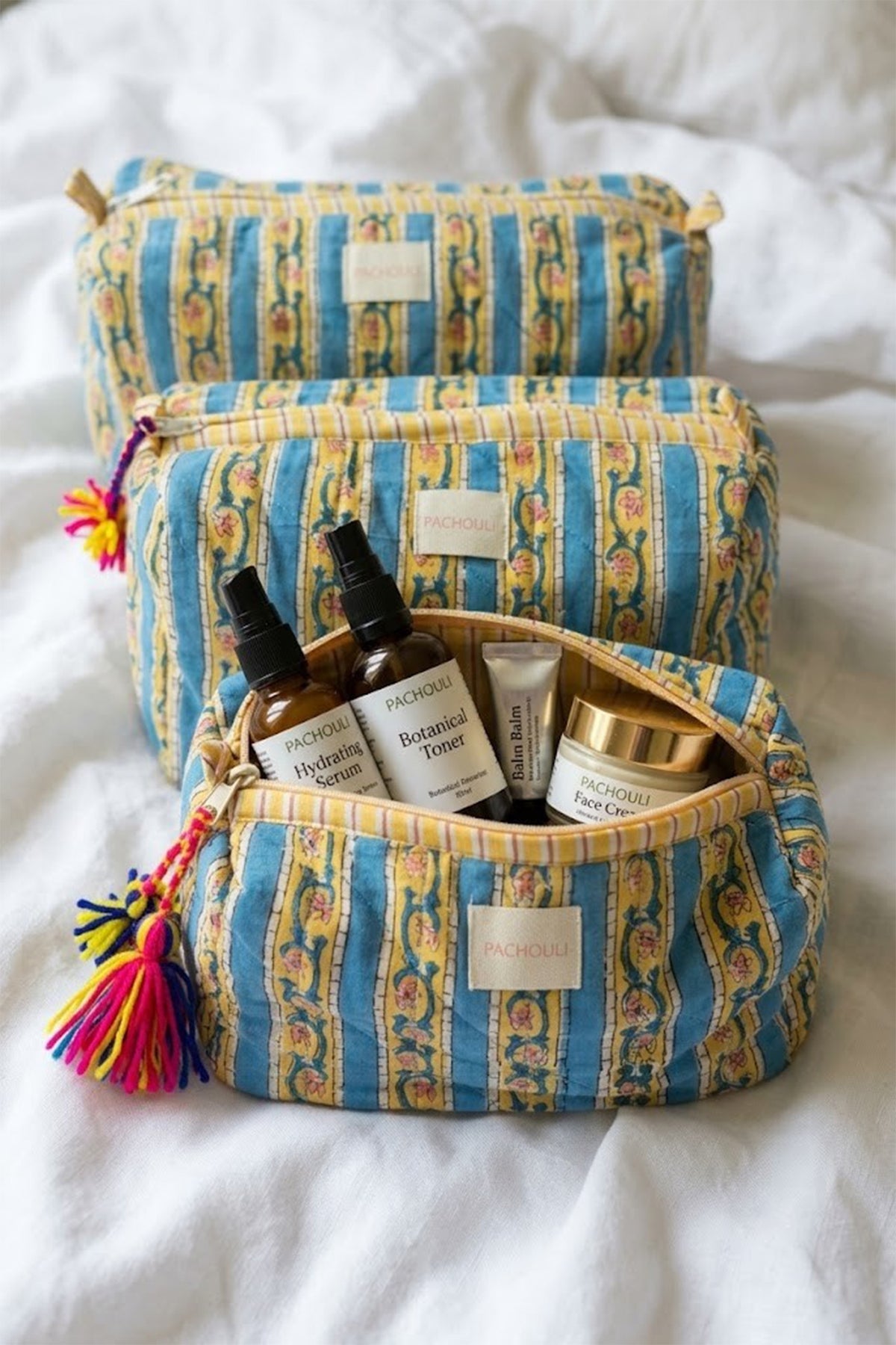 Stripy Flower Vine Pouch Set of 3