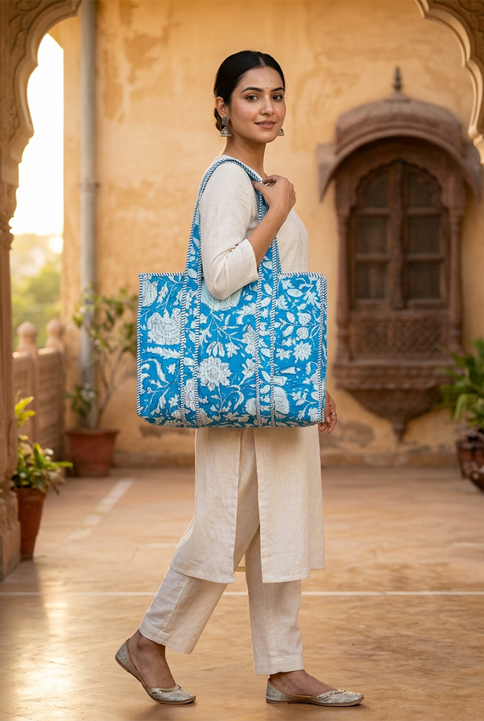 Aqua Marigold Tote Bag