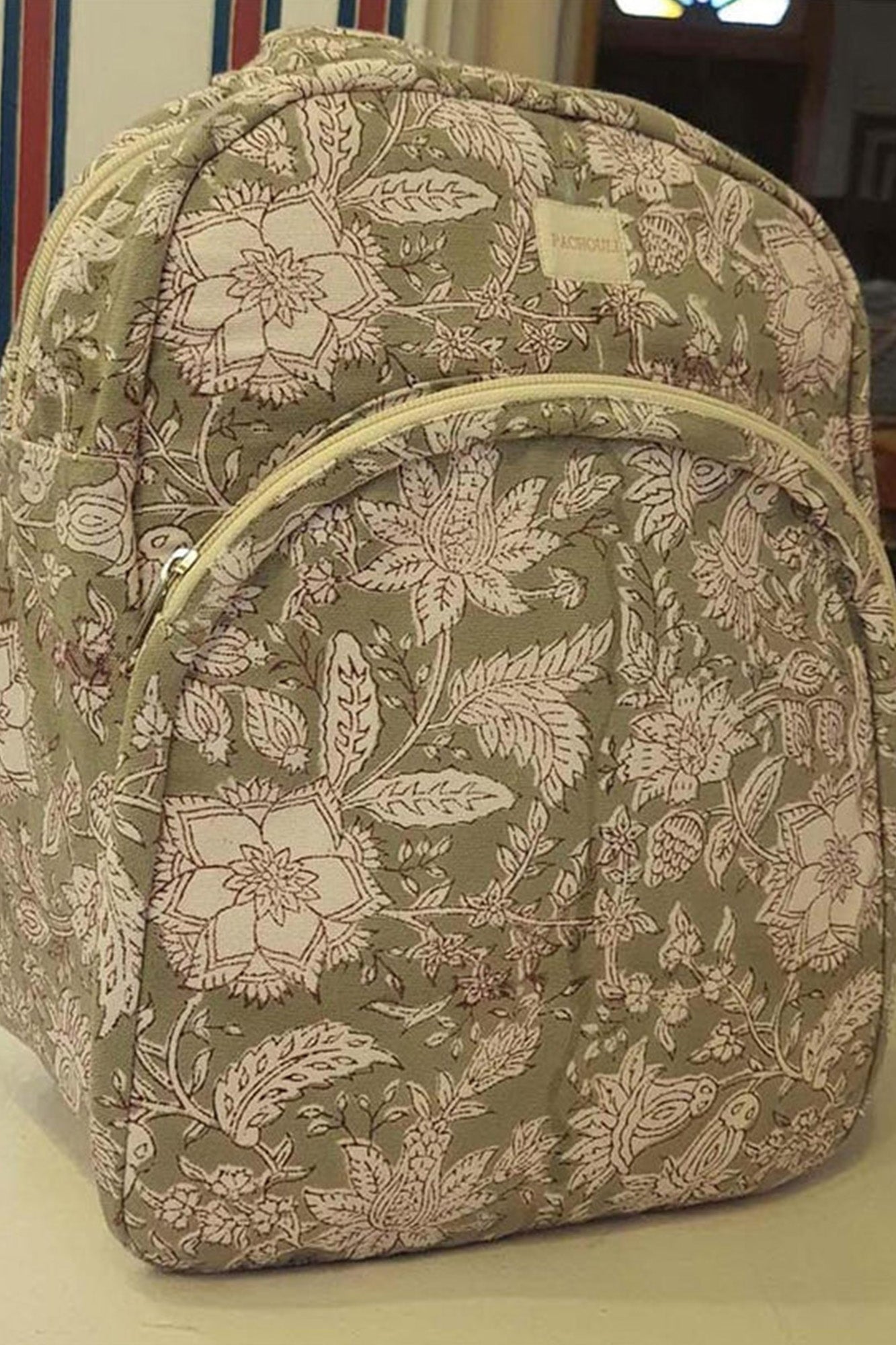 School Bag Grey Floral