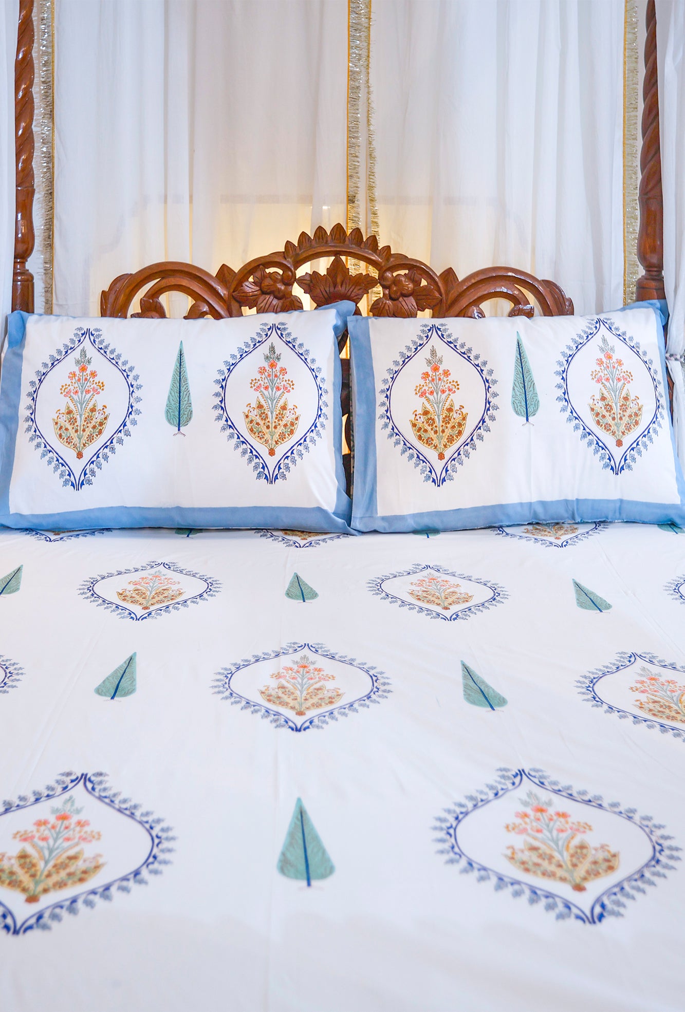 Damask Blue Bedsheet