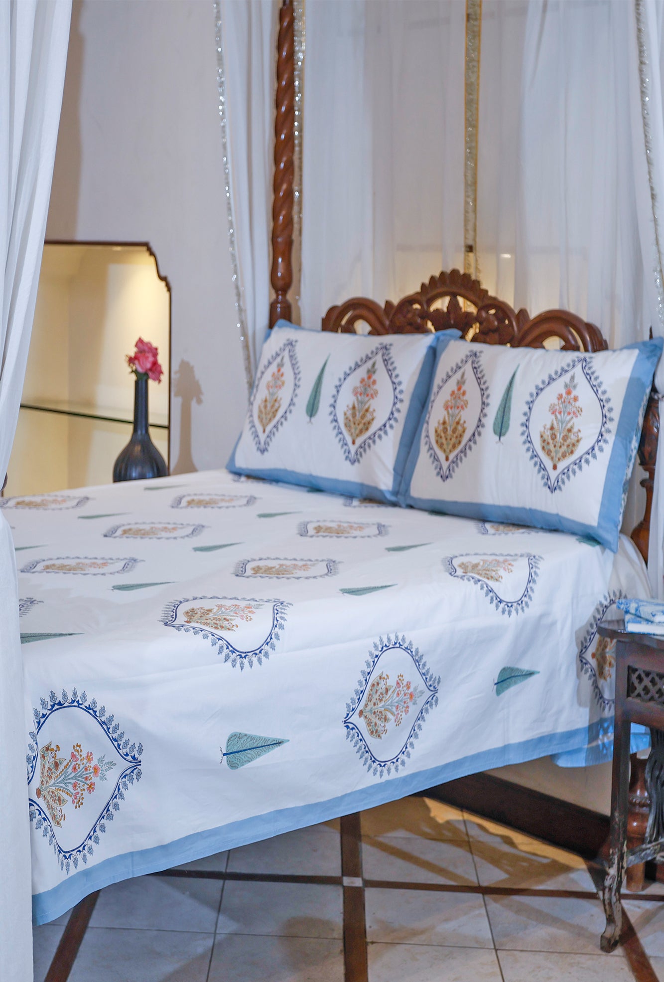 Damask Blue Bedsheet