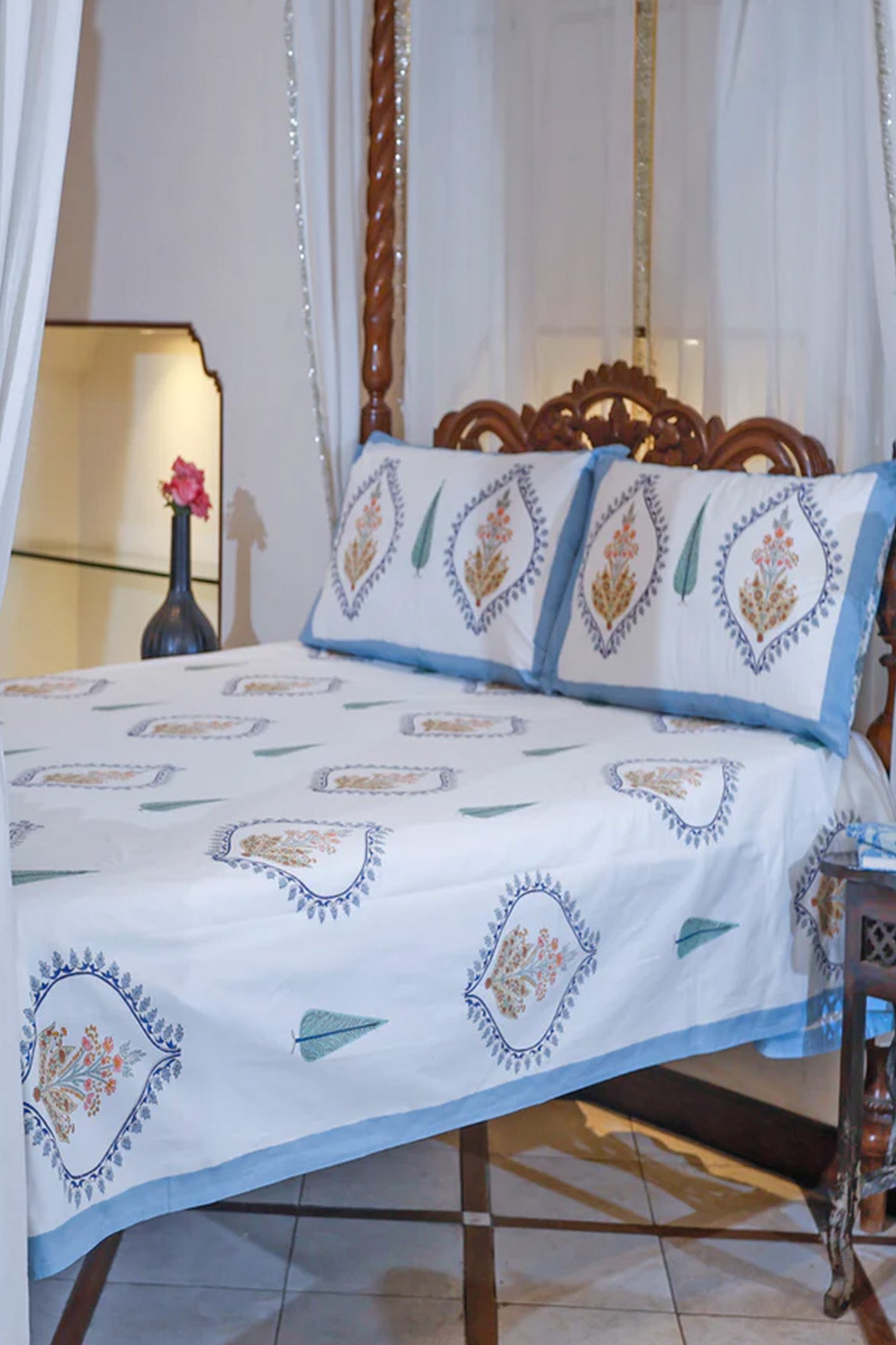 Damask Blue Bedsheet