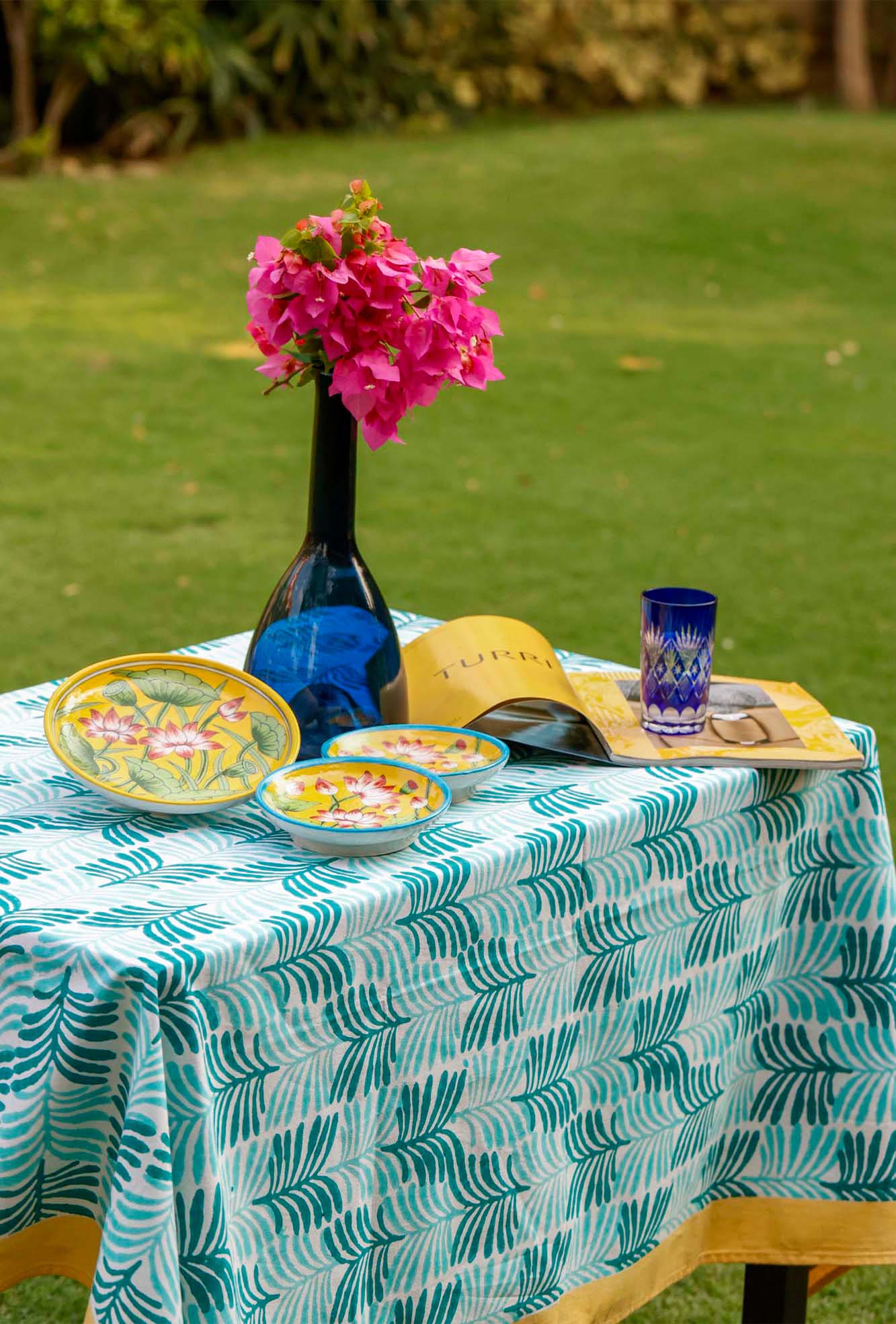 Table Cover Block Leaf Green