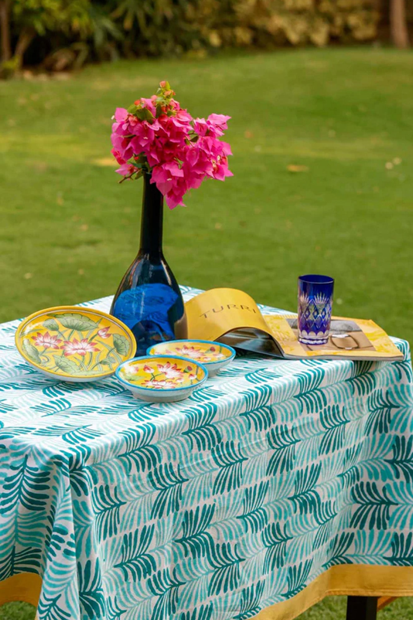 Table Cover Block Leaf Green