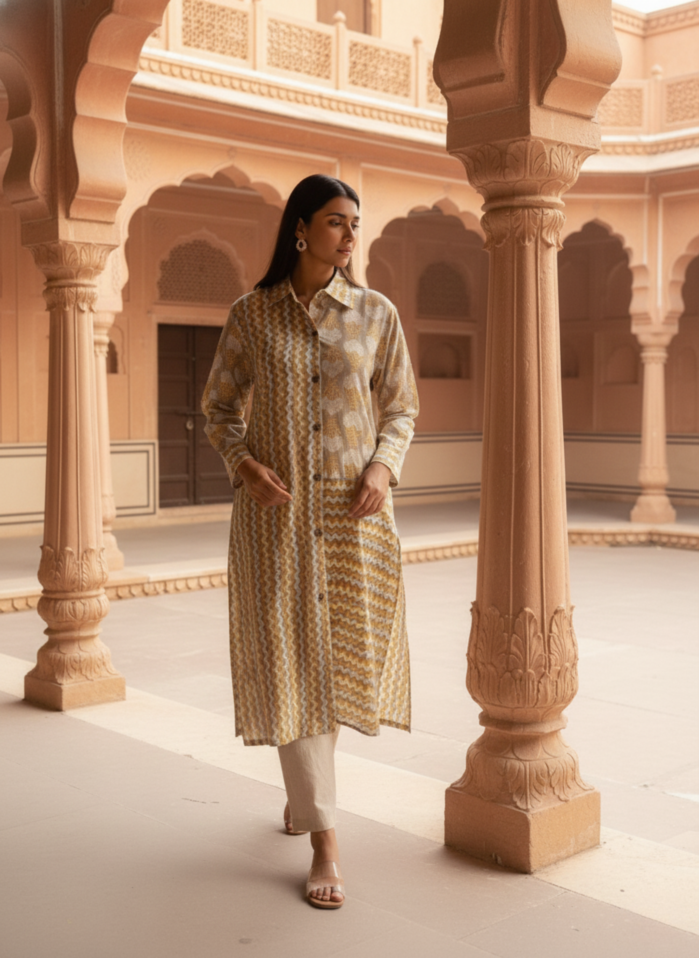 Zigzag Bloom Long Shirt