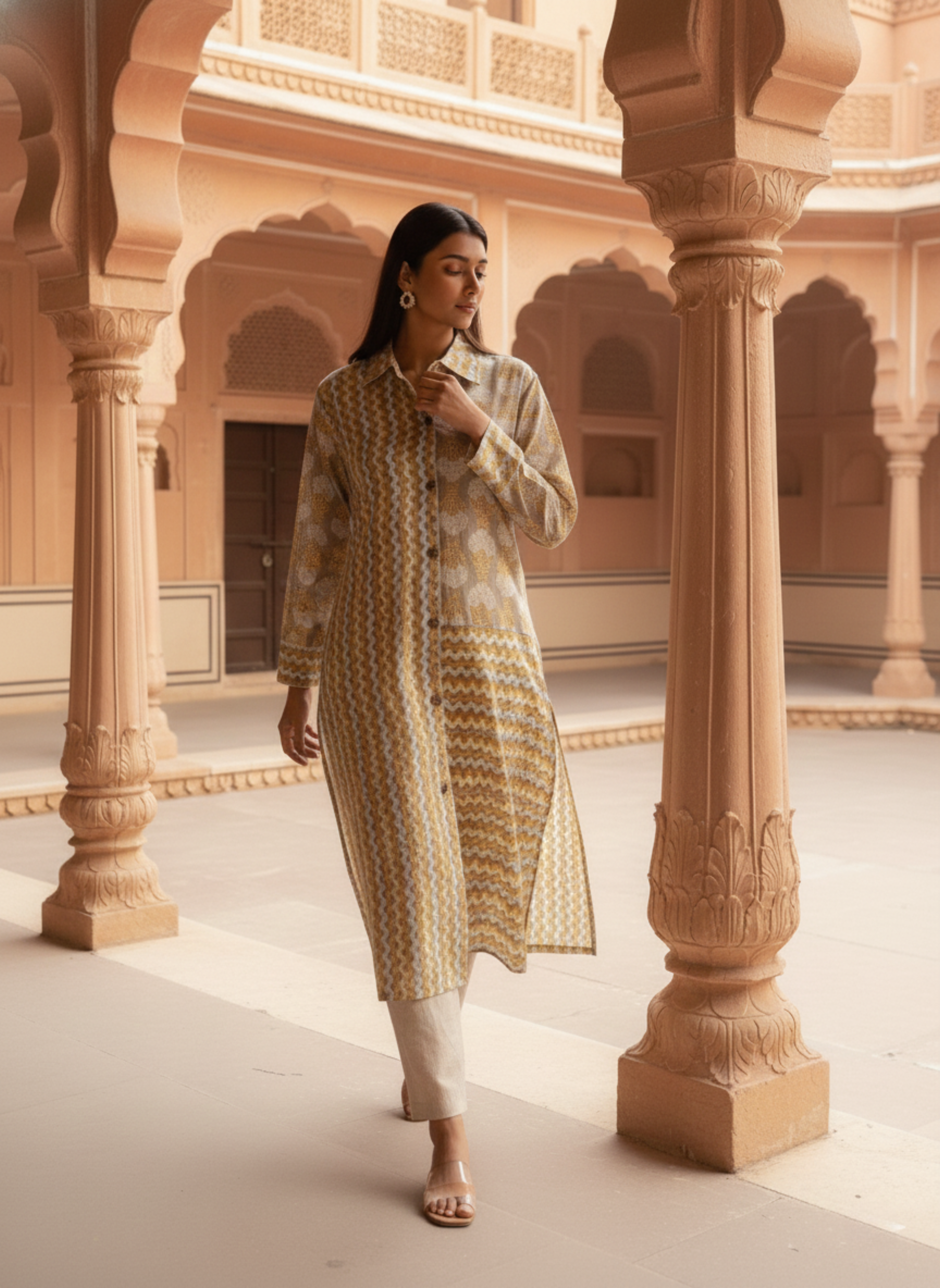 Zigzag Bloom Long Shirt